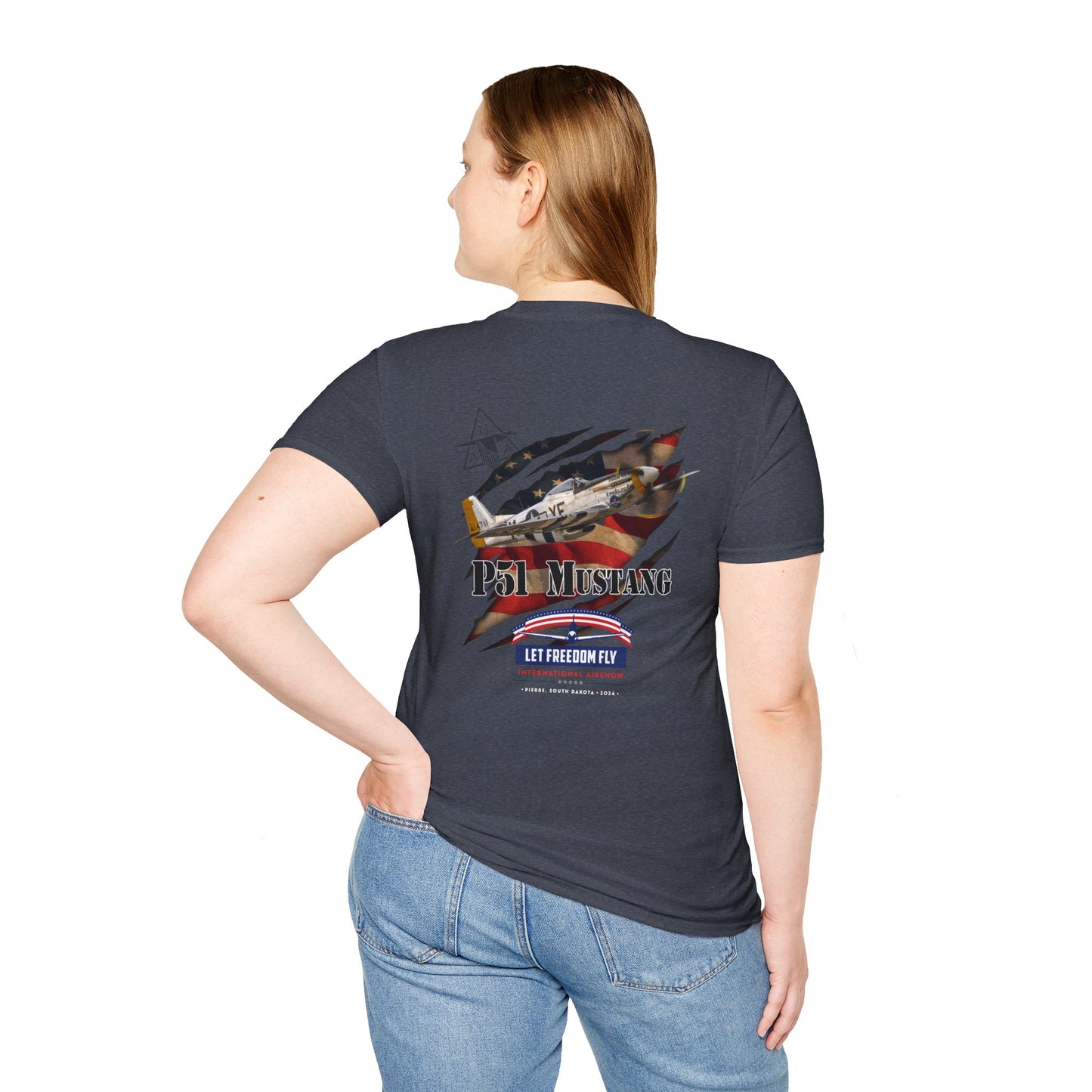 Let Freedom Fly International Airshow - P51 Mustang Unisex Tri-Blend Crew Tee