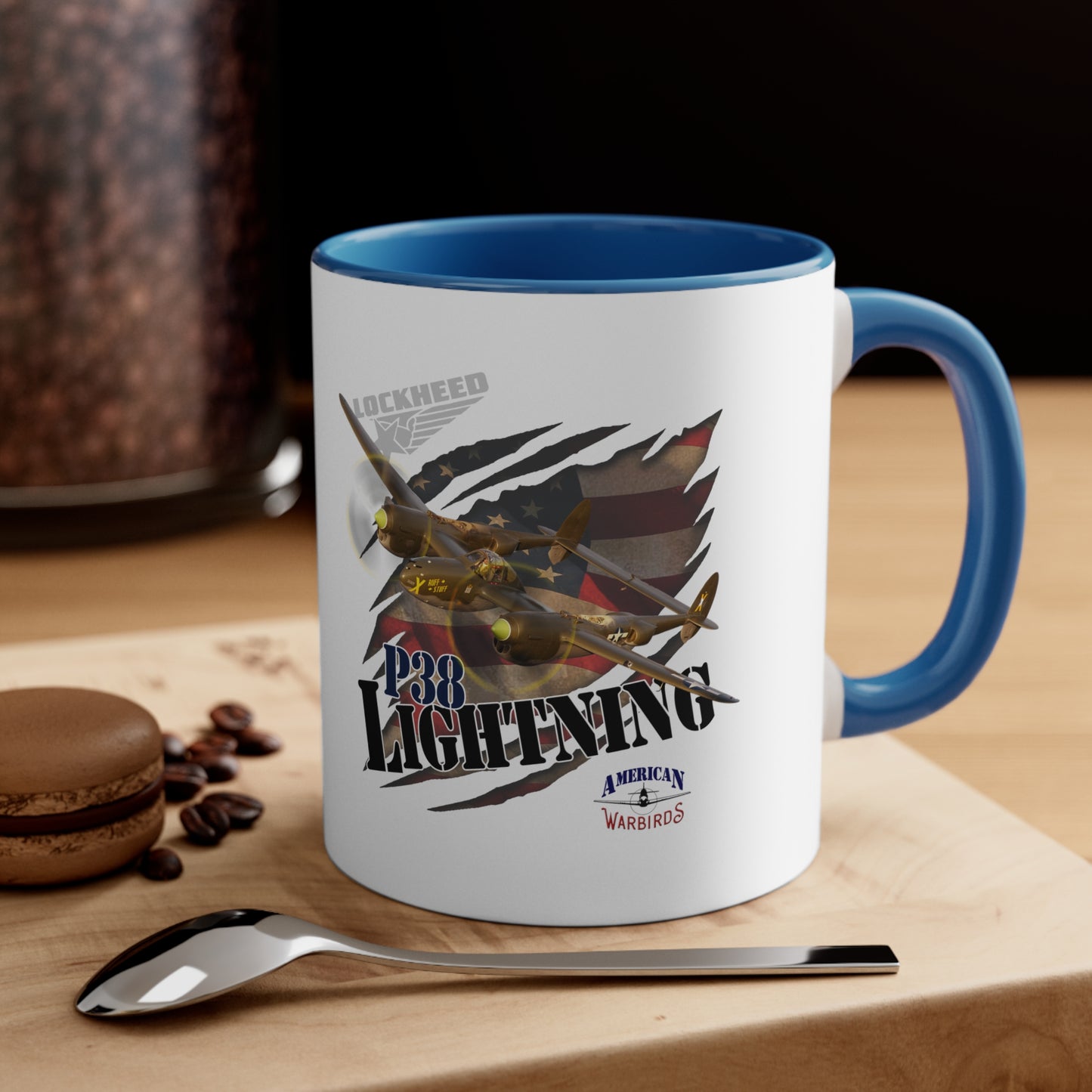 American Warbirds P38 Lightning Accent Coffee Mug, 11oz