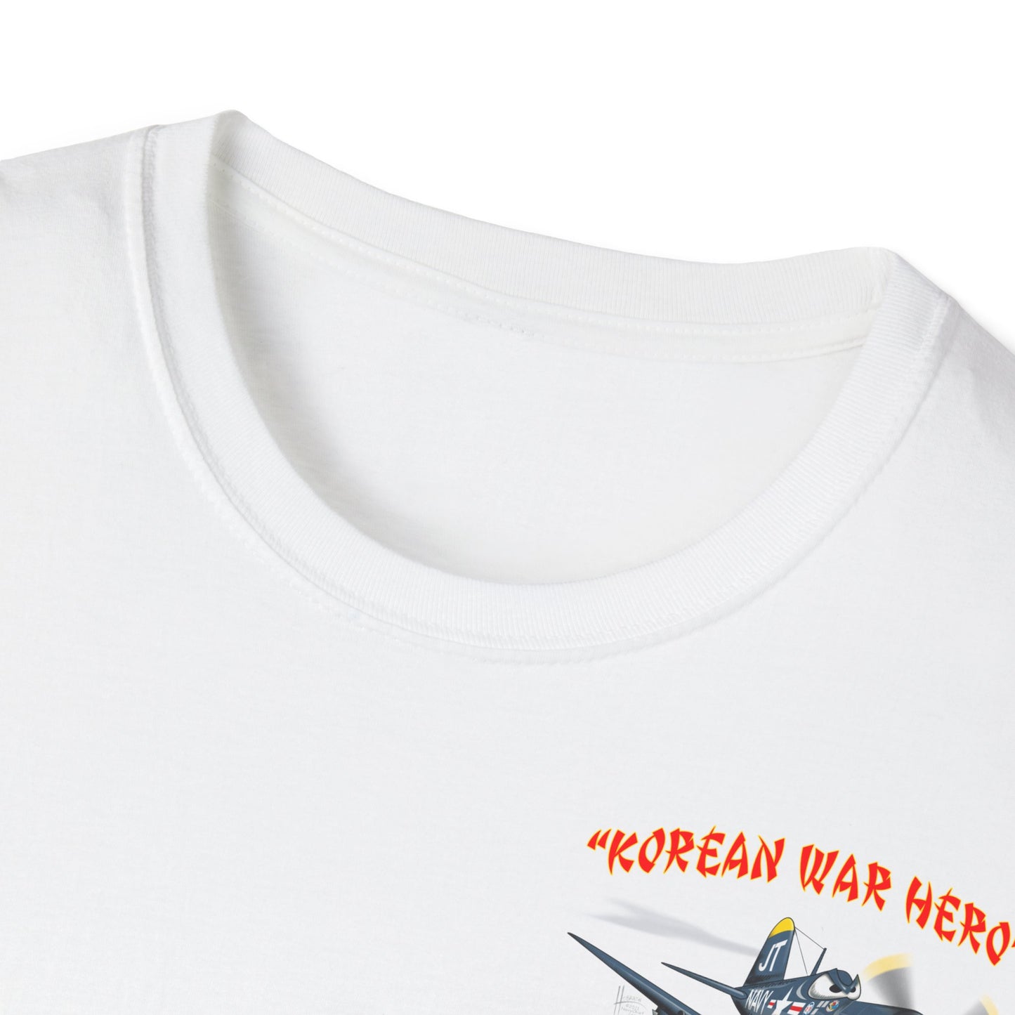 Korean War Hero Cartoon F4U Unisex Softstyle T-Shirt