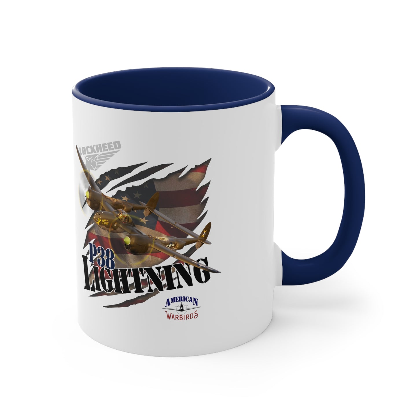 American Warbirds P38 Lightning Accent Coffee Mug, 11oz