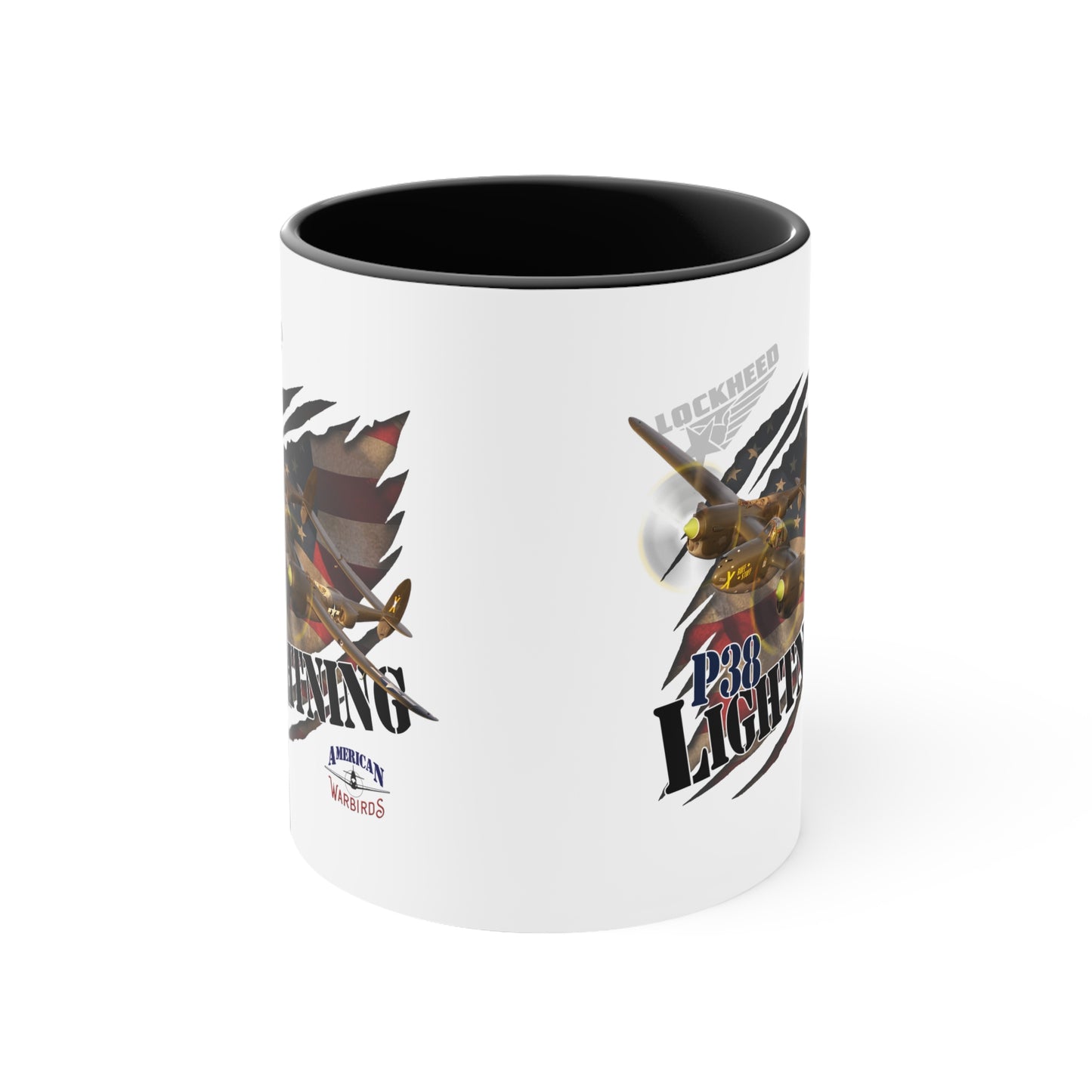 American Warbirds P38 Lightning Accent Coffee Mug, 11oz