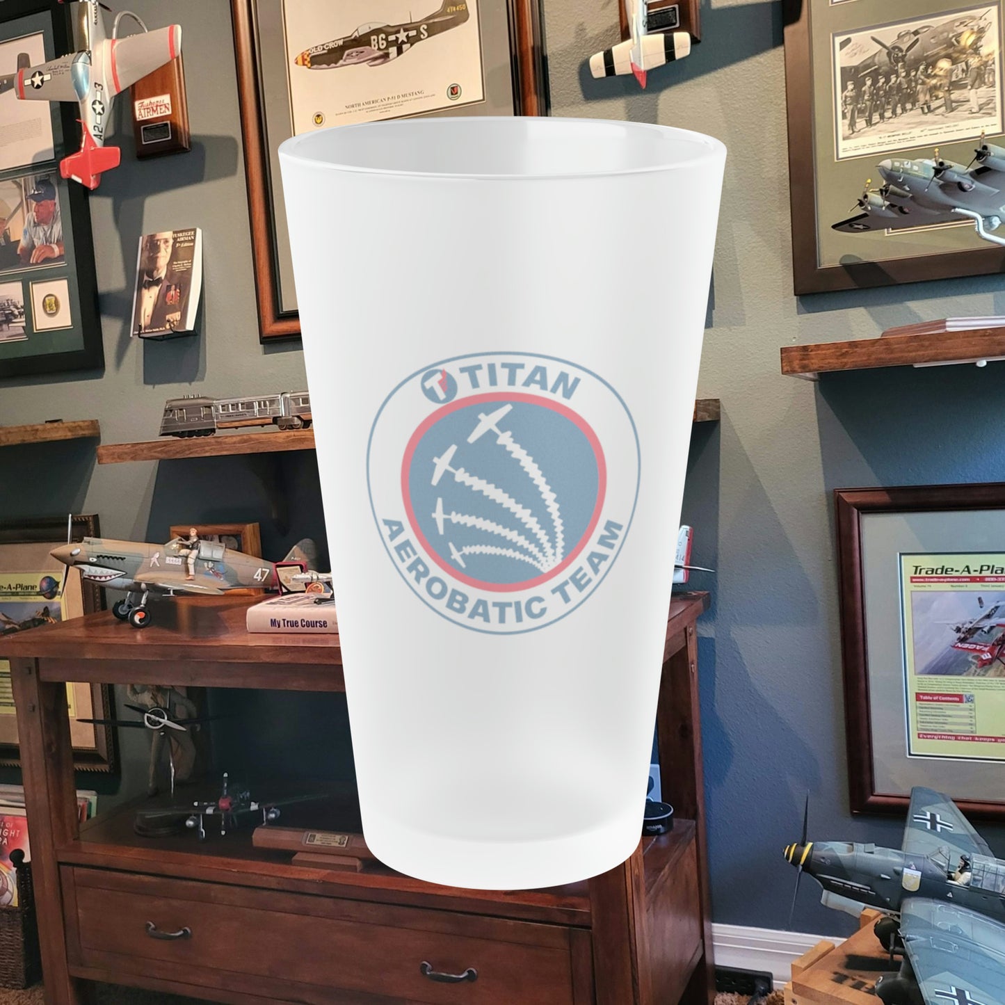 TITAN Aerobatic Team Glass Frosted Pint Glass, 16oz