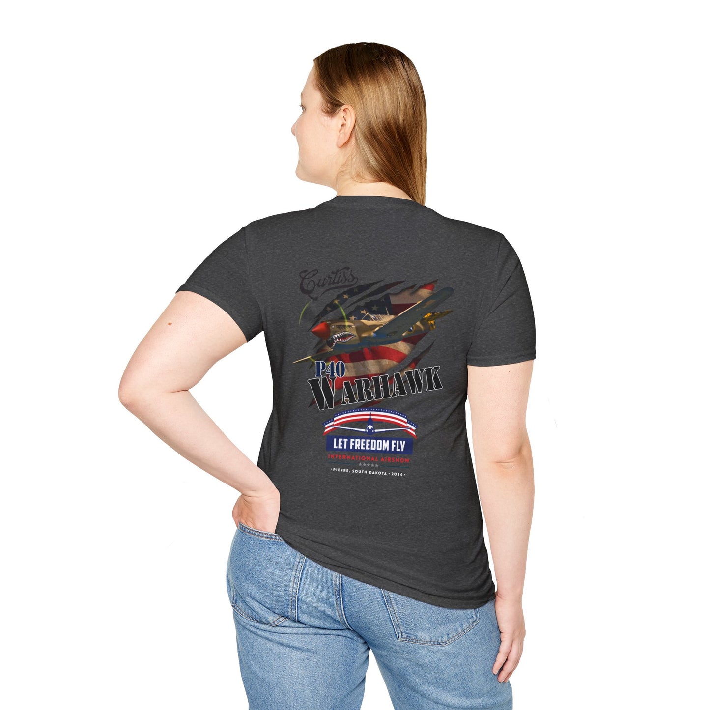 Let Freedom Fly P-40 Warhawk T-Shirt Unisex Softstyle T-Shirt