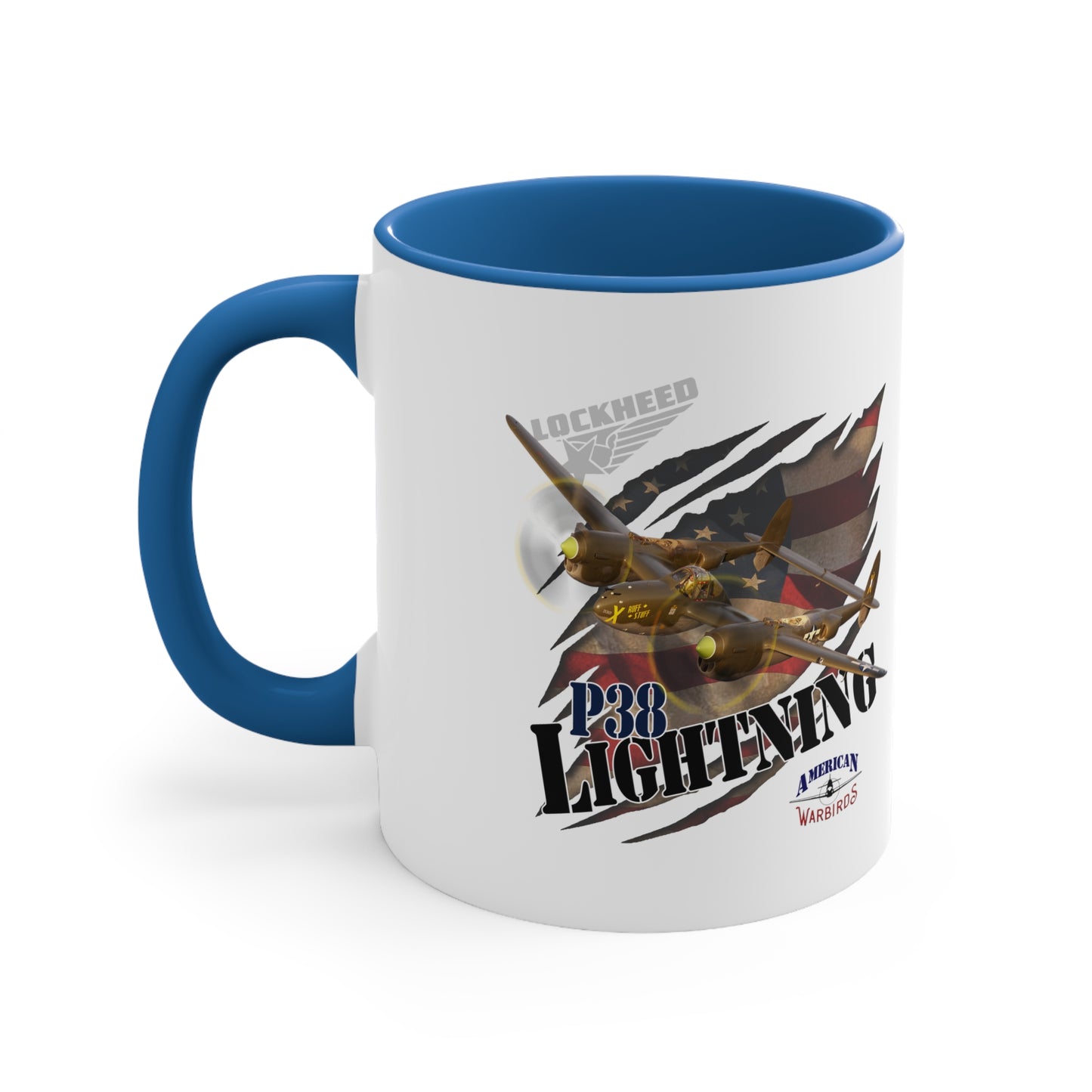 American Warbirds P38 Lightning Accent Coffee Mug, 11oz