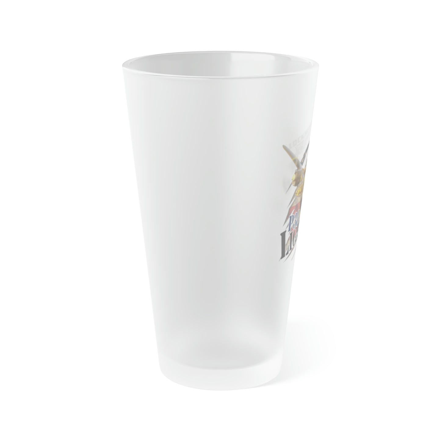 American Warbirds P-38 Lightning Frosted Pint Glass, 16oz