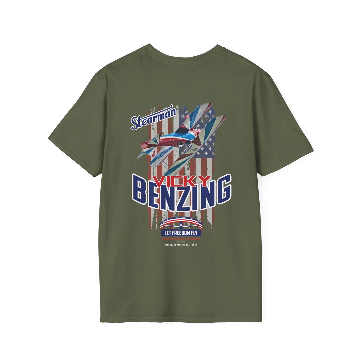 Let Freedom Fly Vicky Benzing Stearman T-Shirt Unisex Softstyle T-Shirt
