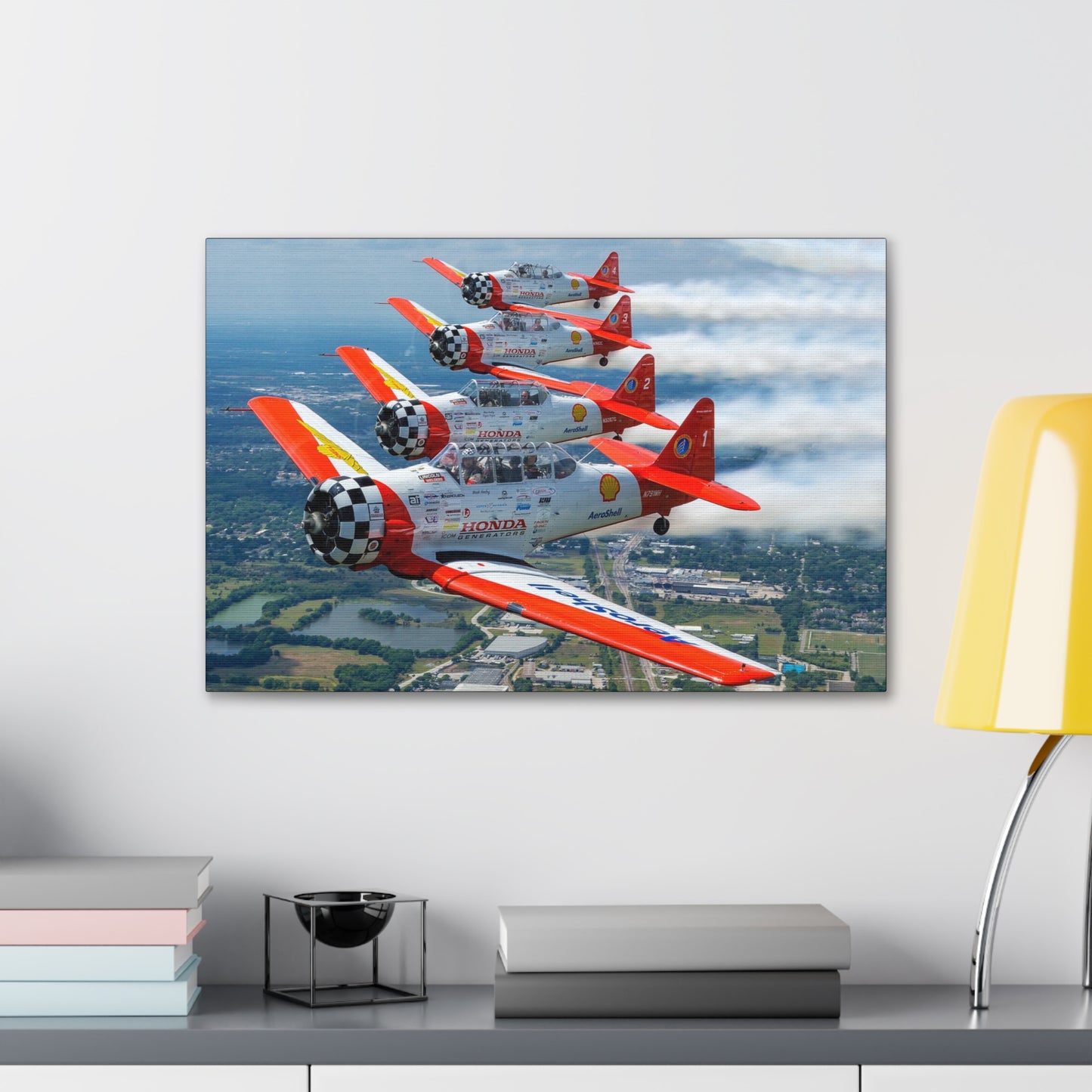 Canvas Gallery Wraps - AeroShell Aerobatic Team Formation with SMOKE ON