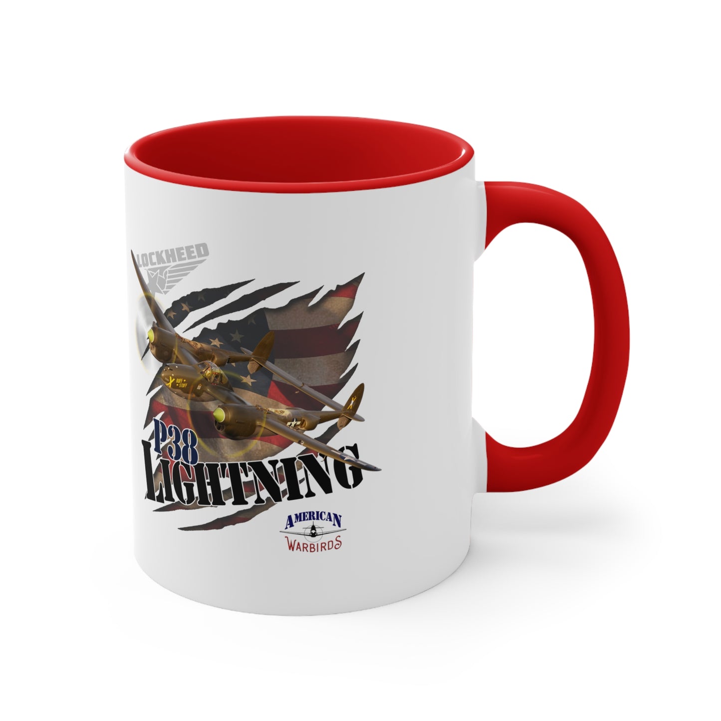 American Warbirds P38 Lightning Accent Coffee Mug, 11oz