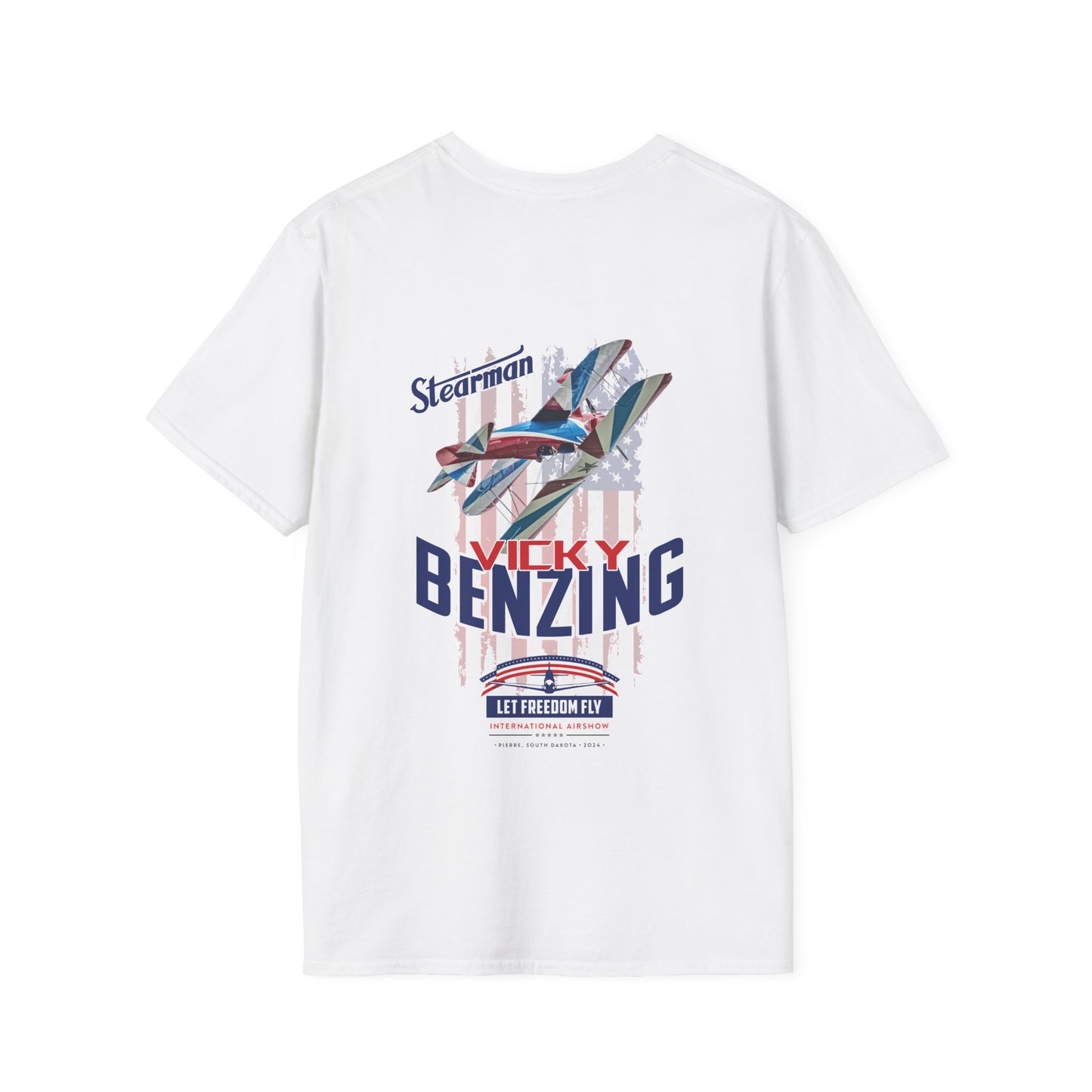 Let Freedom Fly Vicky Benzing Stearman T-Shirt Unisex Softstyle T-Shirt
