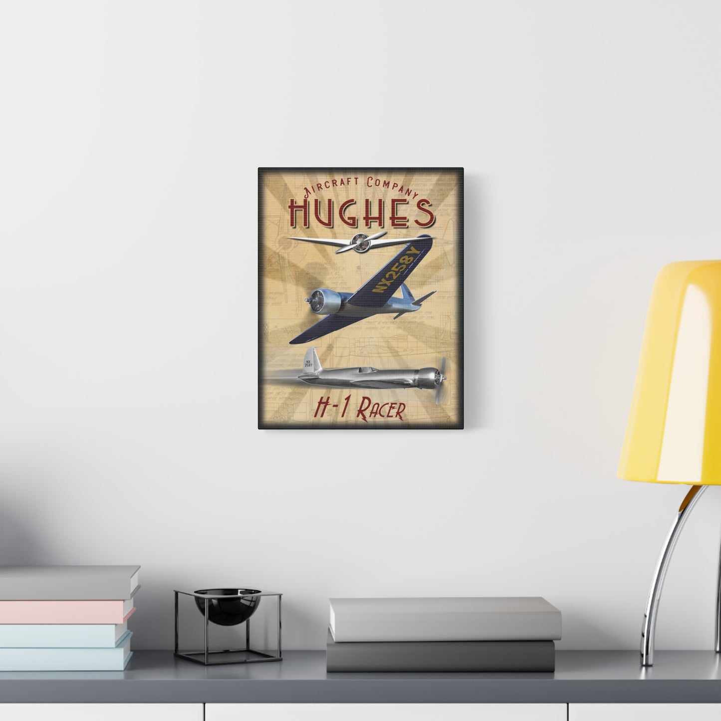 Vintage Aircraft Canvas Print, Retro Aviation Wall Art, Hughes H-1 Racer Decor, Gift for Pilots, Airplane Enthusiasts, Home Decor