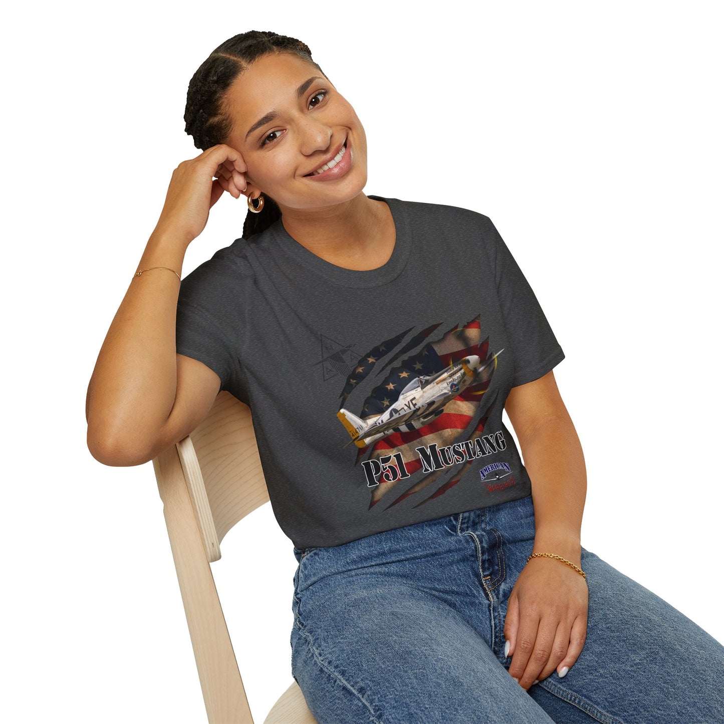 American Warbirds P51 Mustang Unisex Tri-Blend Crew Tee
