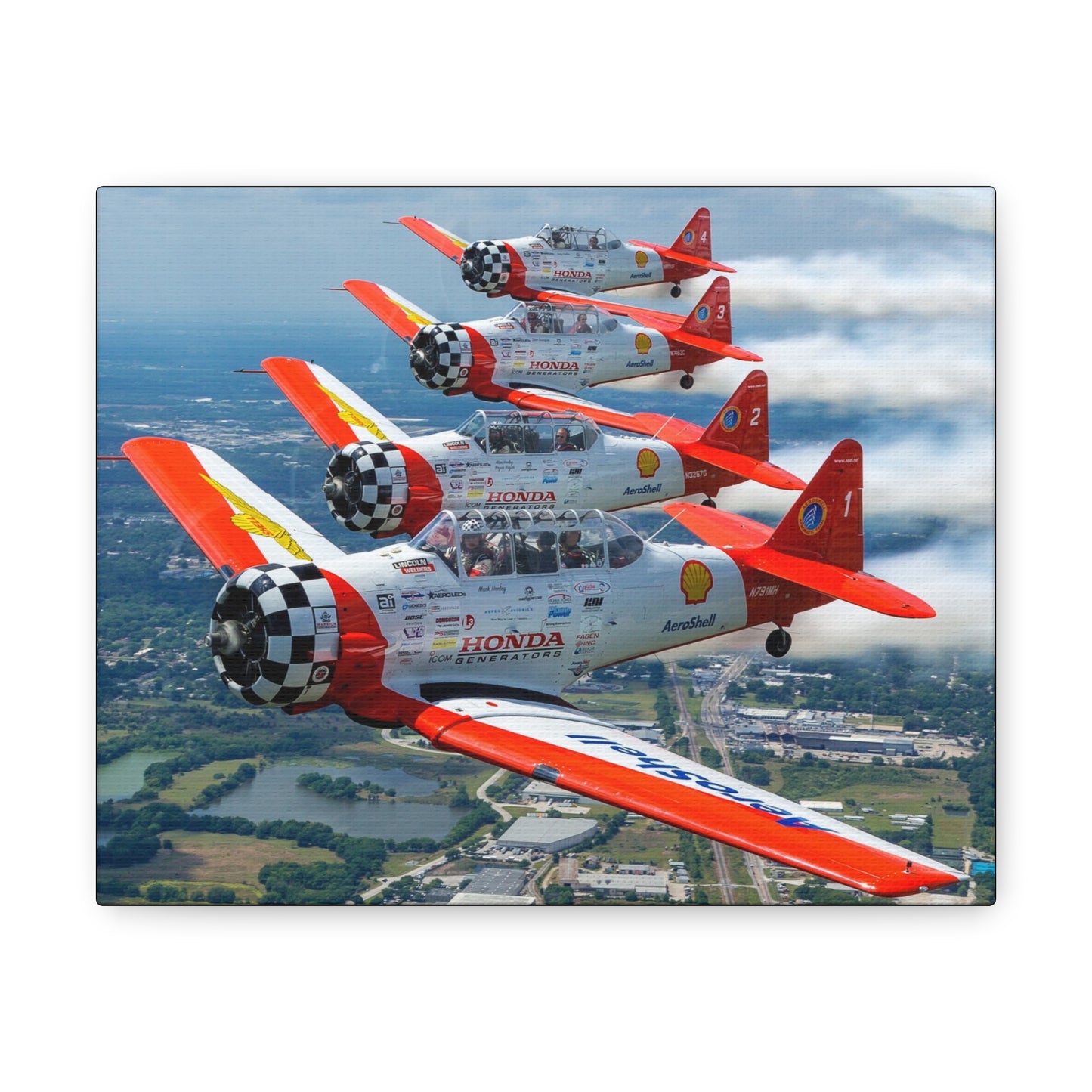 Canvas Gallery Wraps - AeroShell Aerobatic Team Formation with SMOKE ON