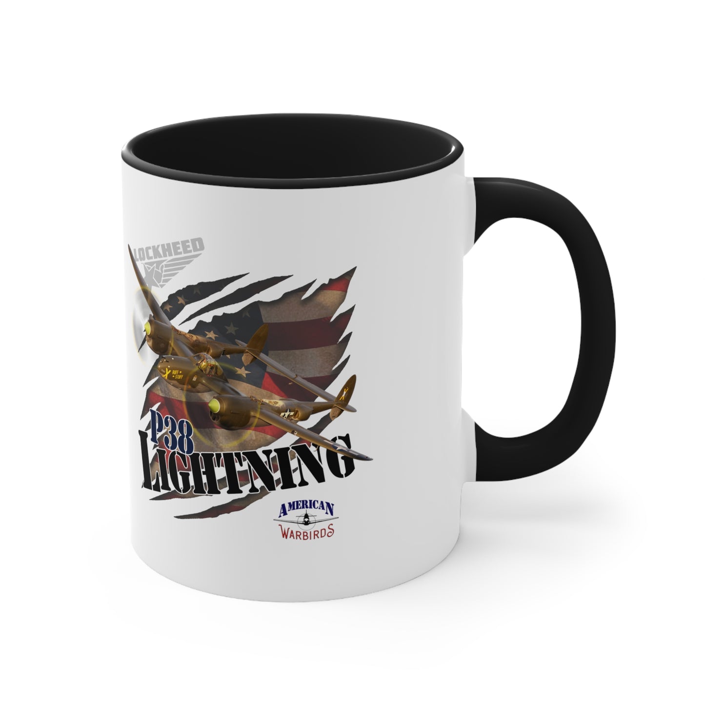 American Warbirds P38 Lightning Accent Coffee Mug, 11oz