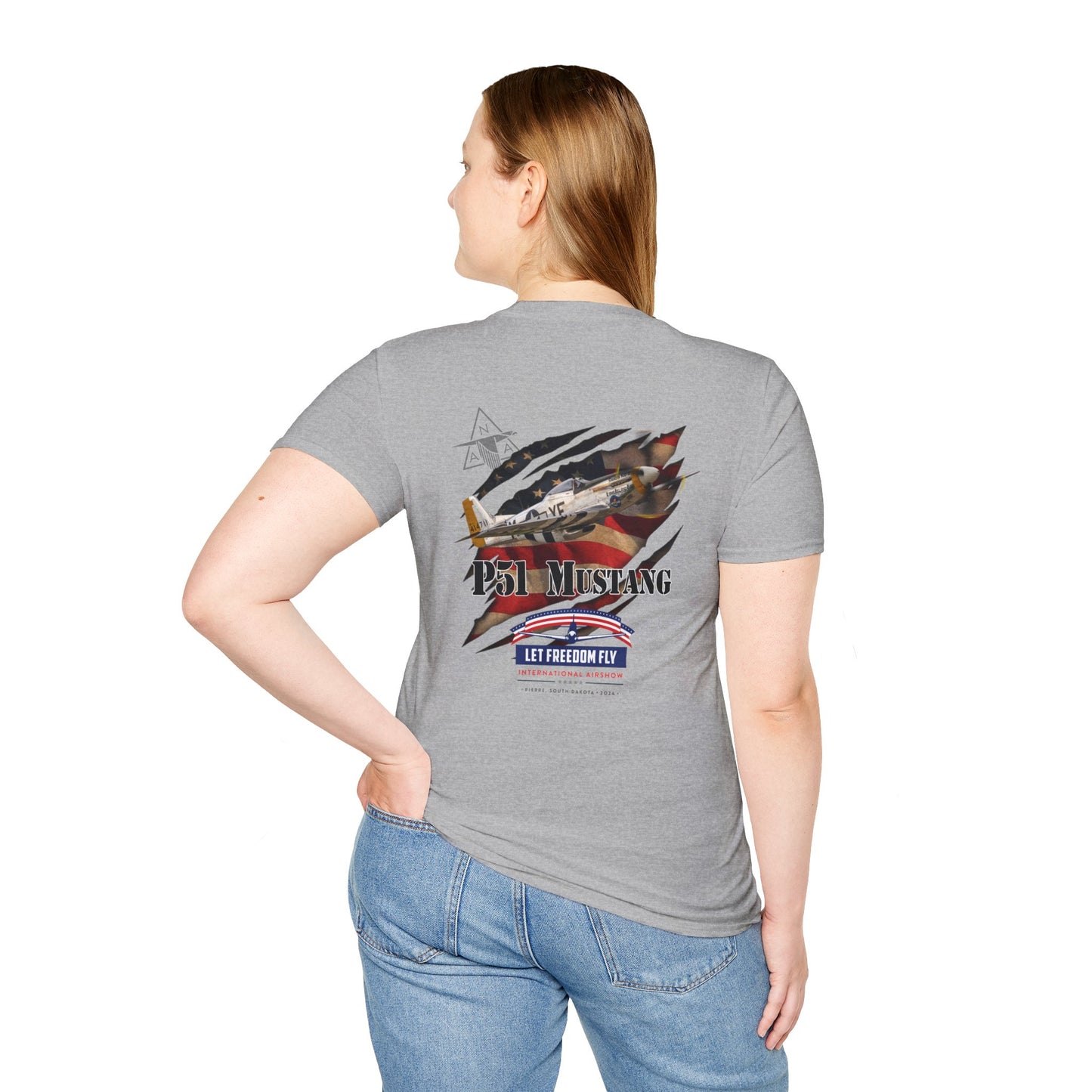 Let Freedom Fly International Airshow - P51 Mustang Unisex Tri-Blend Crew Tee
