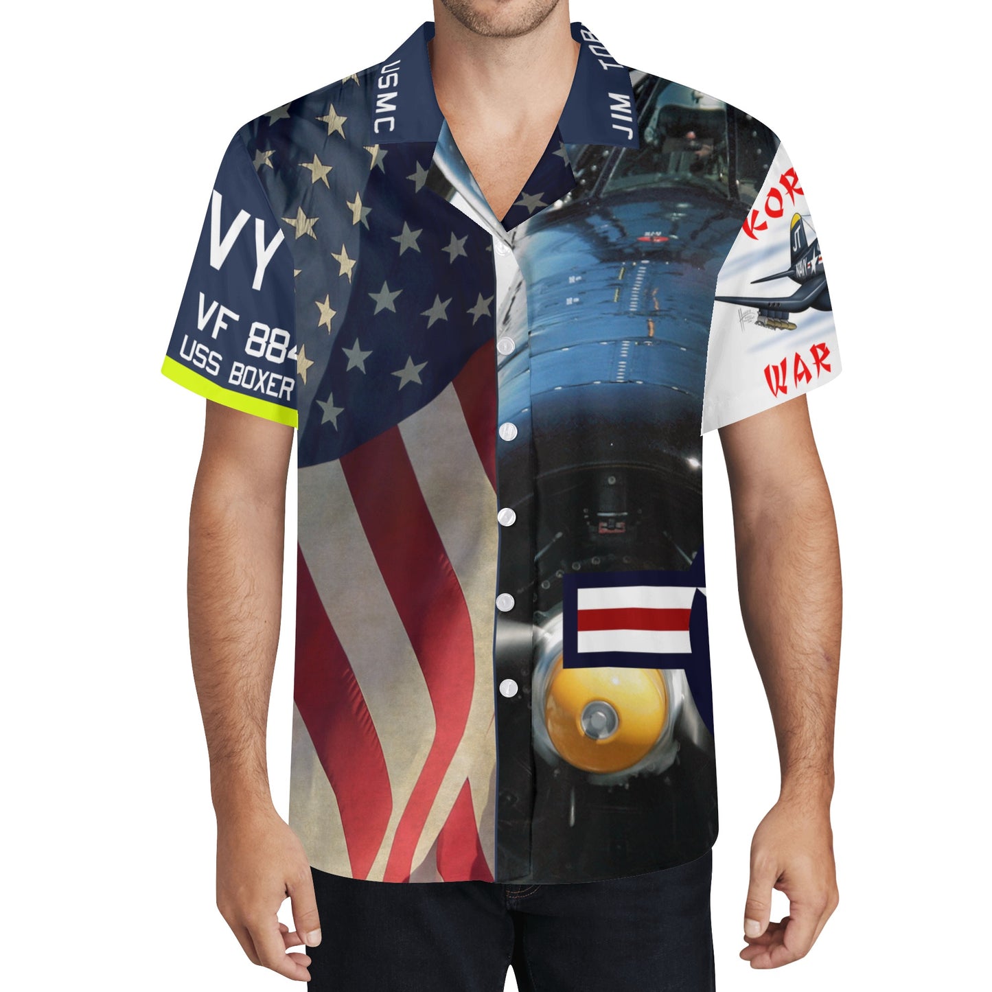 Korean War Hero F4u Corsair Mens All Over Print Casual Hawaiian Shirt