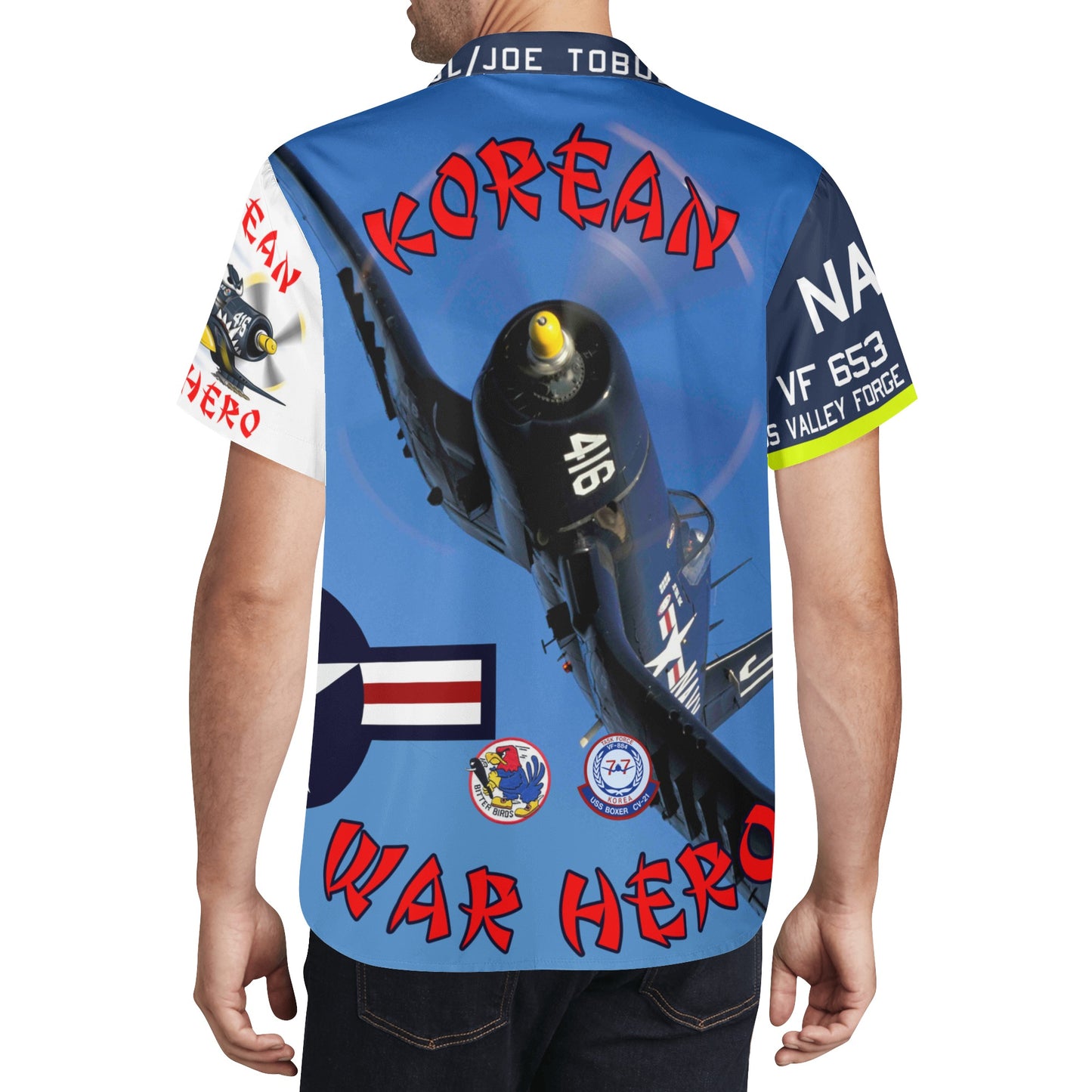 Korean War Hero F4u Corsair Mens All Over Print Casual Hawaiian Shirt