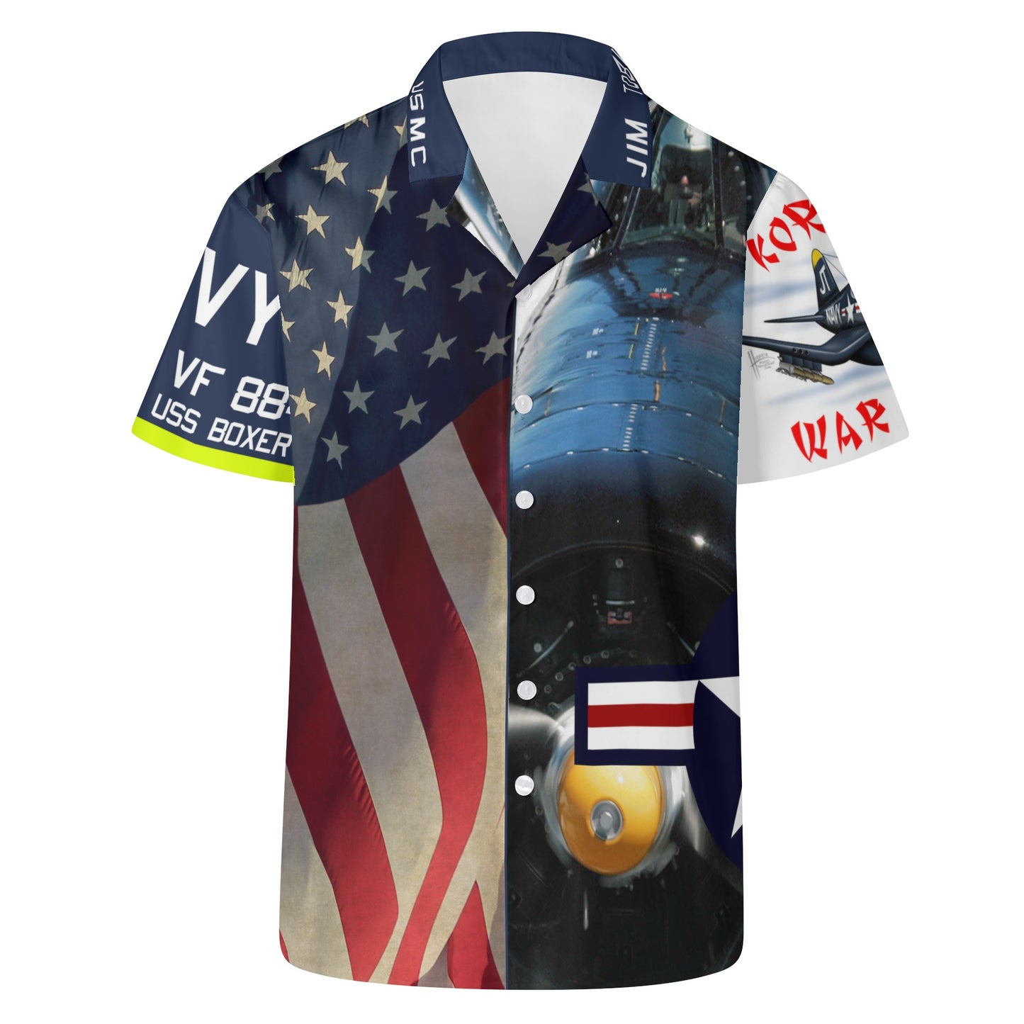 Korean War Hero F4u Corsair Mens All Over Print Casual Hawaiian Shirt