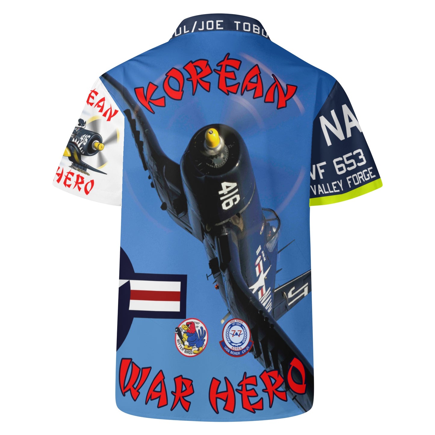 Korean War Hero F4u Corsair Mens All Over Print Casual Hawaiian Shirt