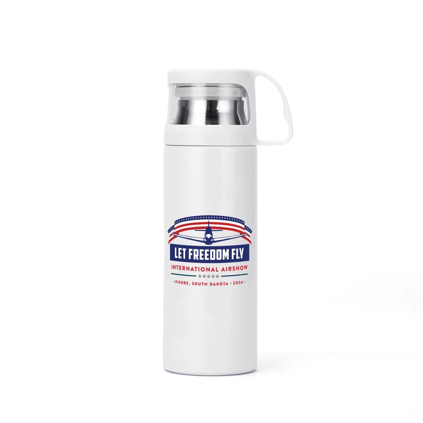 Let Freedom Fly International Airshow P-51 Mustang Vacuum Bottle with Cup