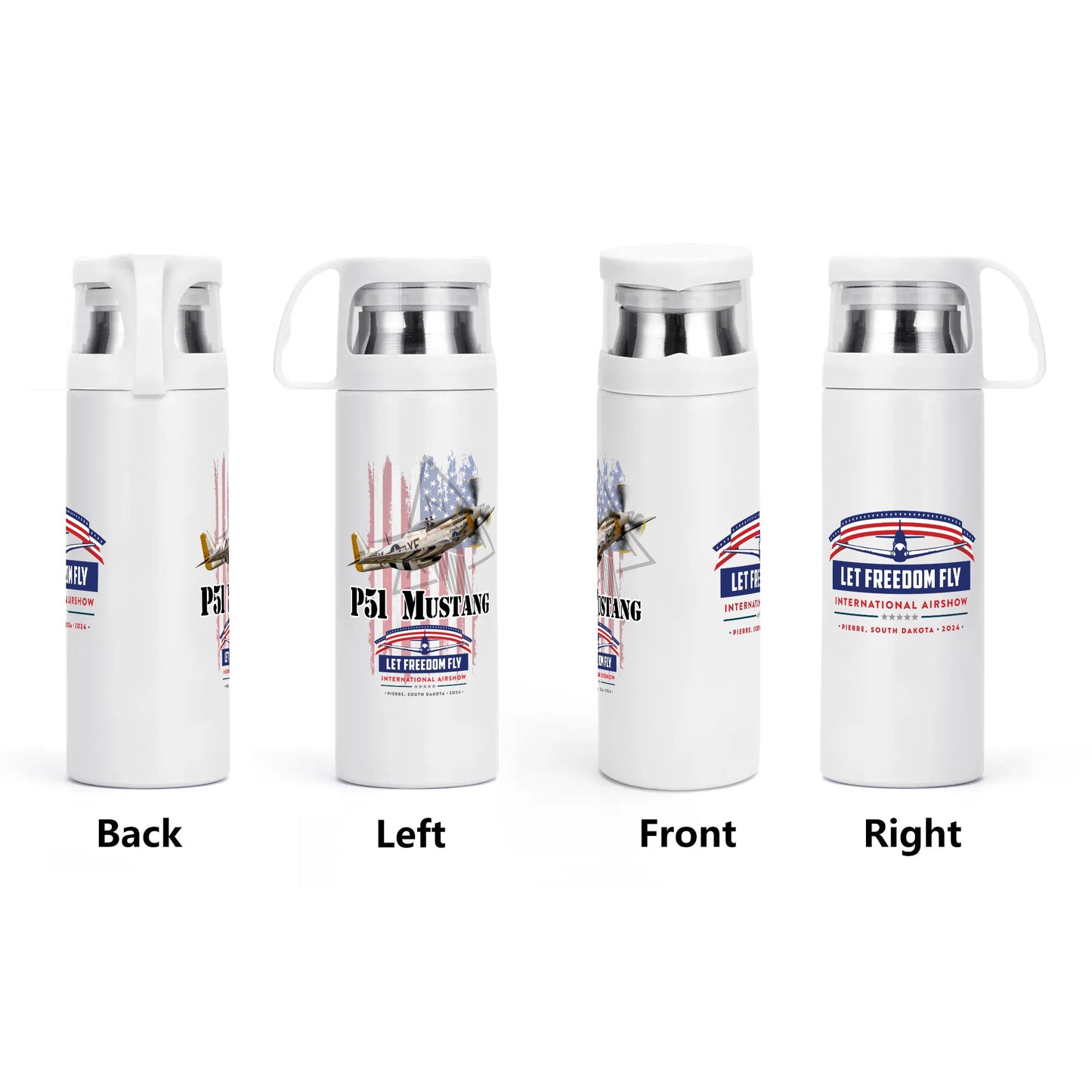 Let Freedom Fly International Airshow P-51 Mustang Vacuum Bottle with Cup