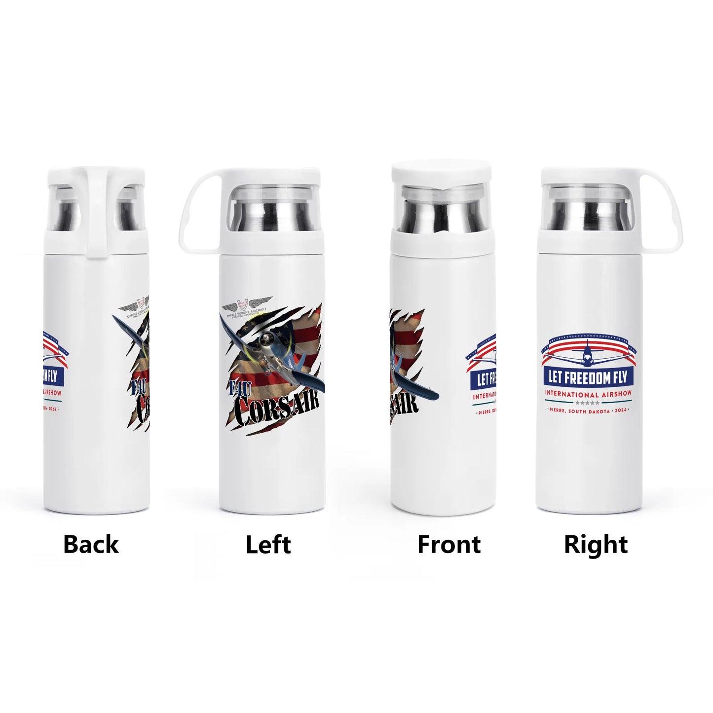 Let Freedom Fly F4U Corsair Vacuum Bottle with Cup