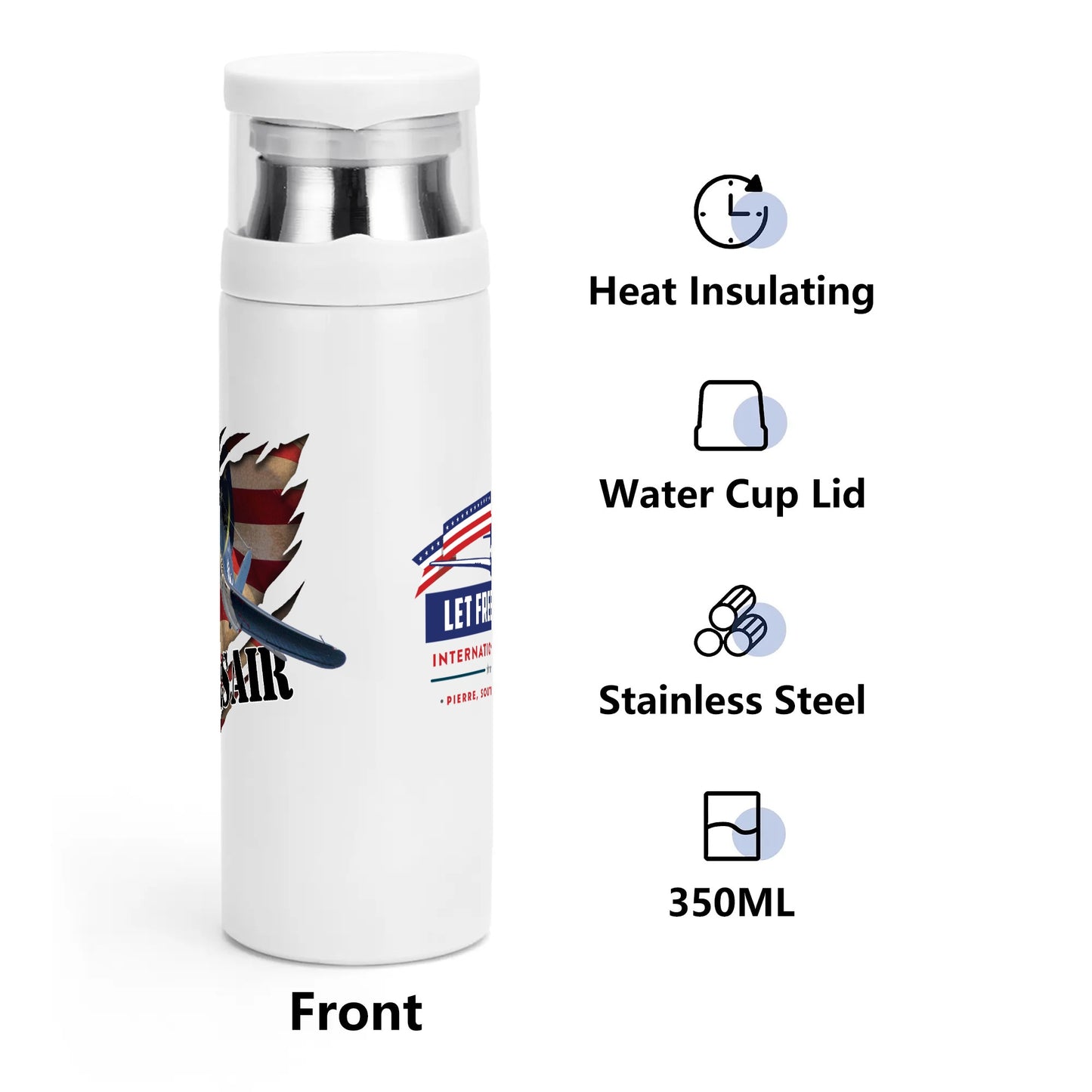 Let Freedom Fly F4U Corsair Vacuum Bottle with Cup