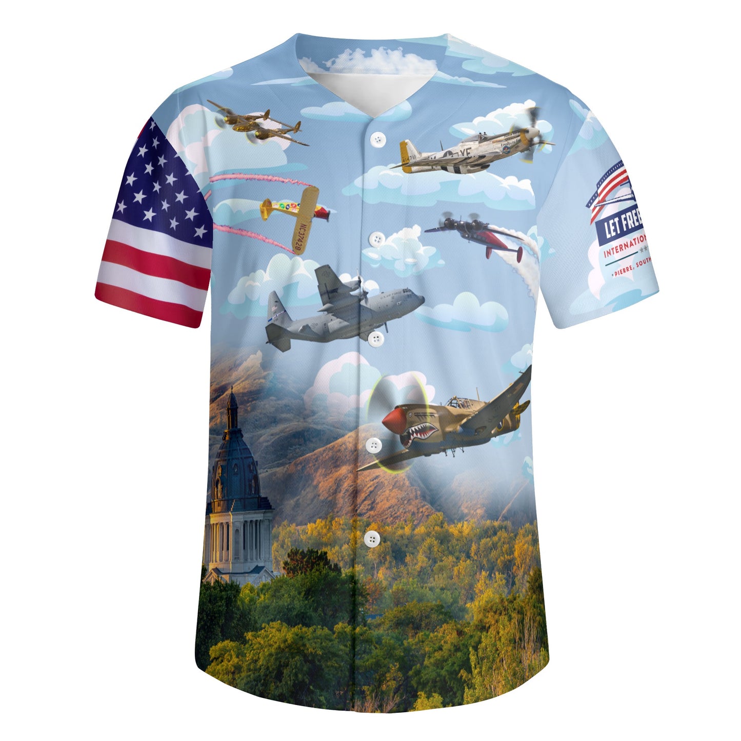 Let Freedom Fly Mens Short Sleeve Baseball Jersey