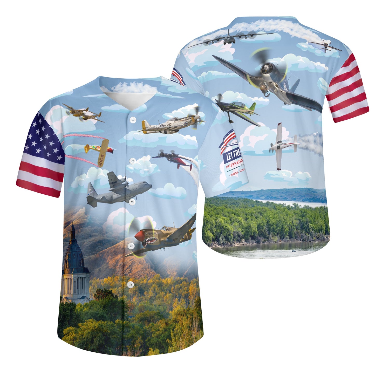 Let Freedom Fly Mens Short Sleeve Baseball Jersey