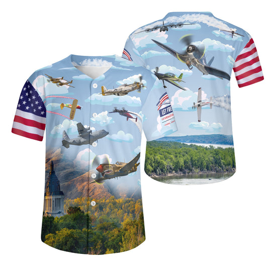 Let Freedom Fly Mens Short Sleeve Baseball Jersey