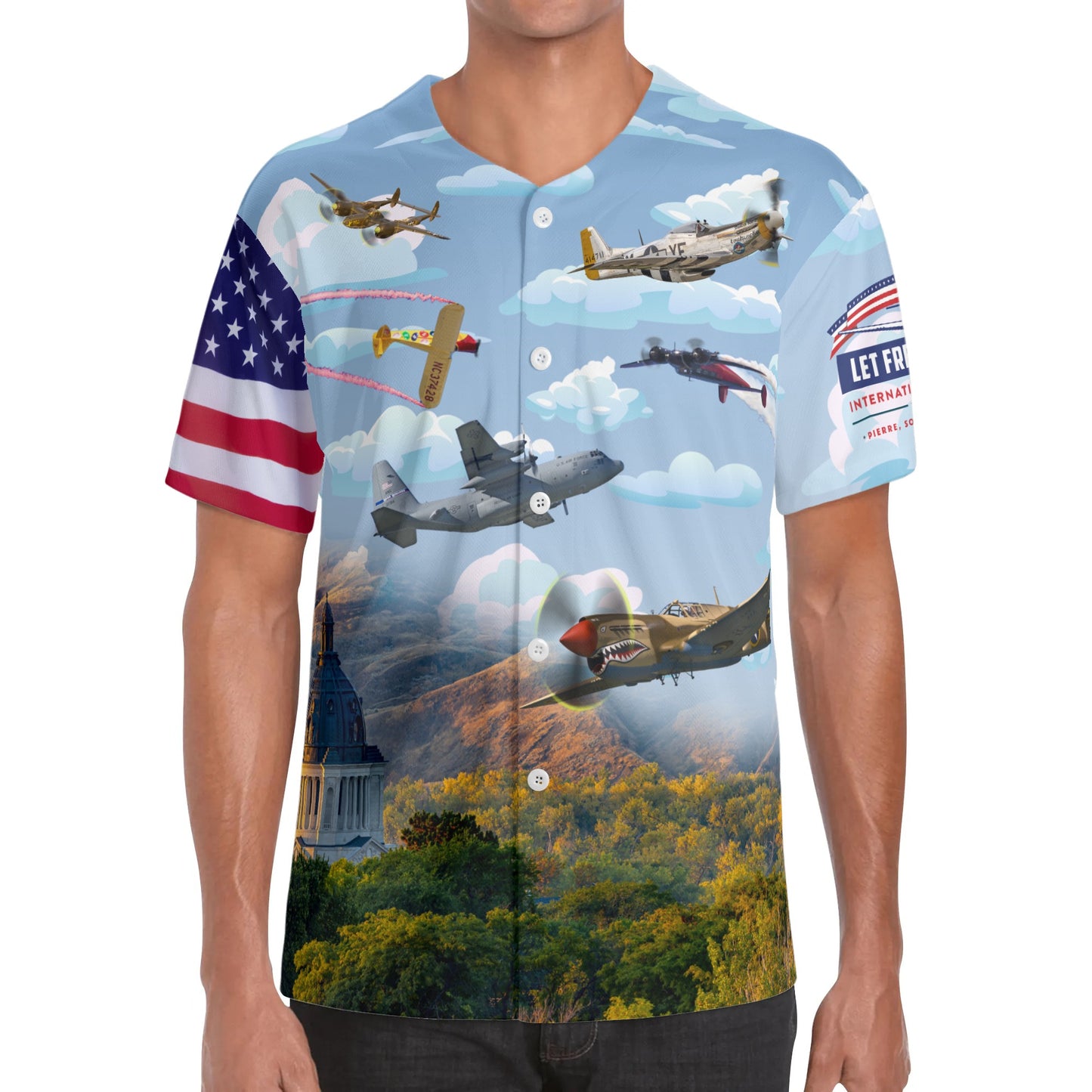 Let Freedom Fly Mens Short Sleeve Baseball Jersey