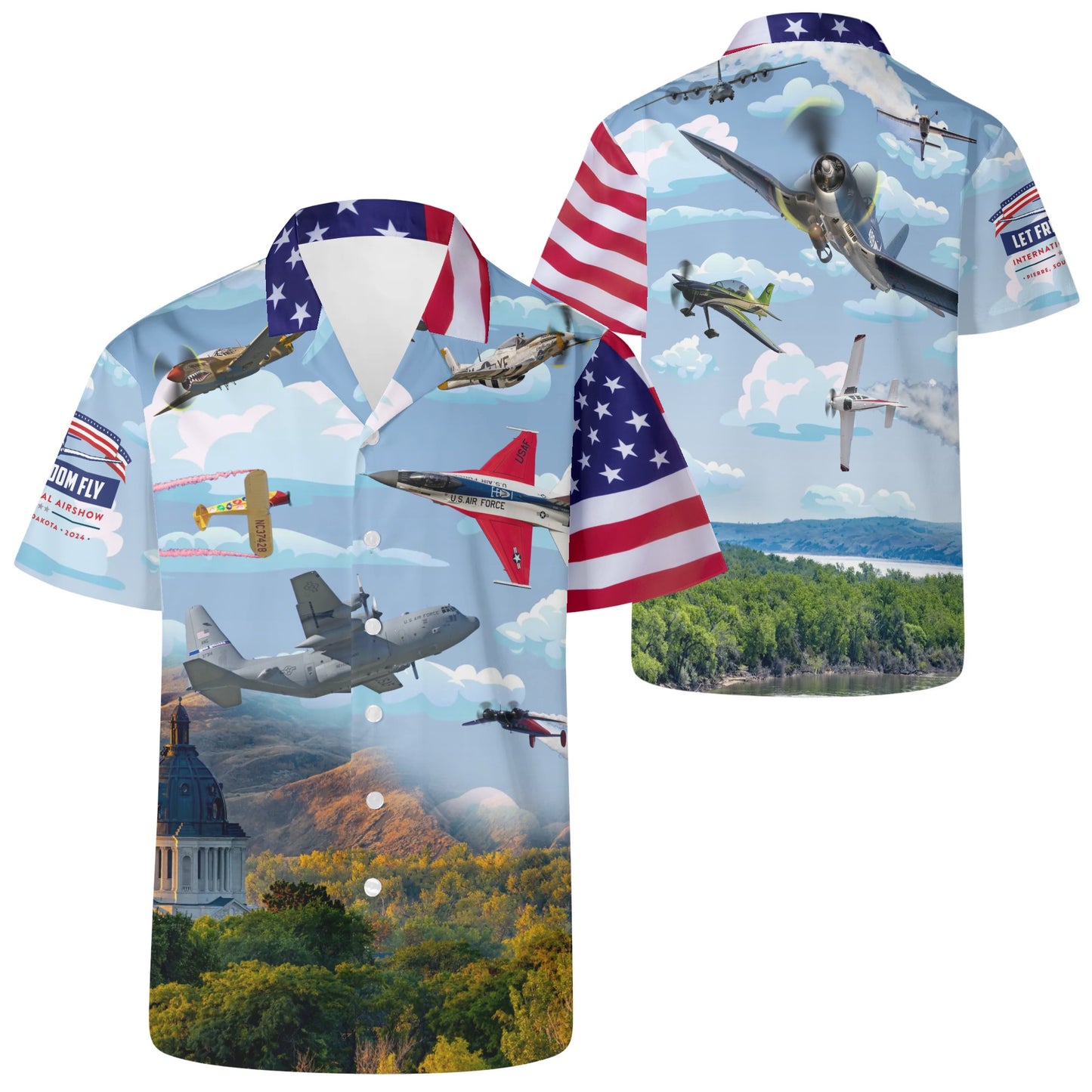 Let Freedom Fly Mens All Over Print Casual Hawaiian Shirt
