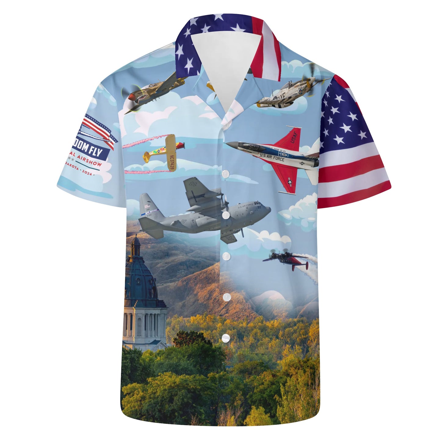 Let Freedom Fly Mens All Over Print Casual Hawaiian Shirt