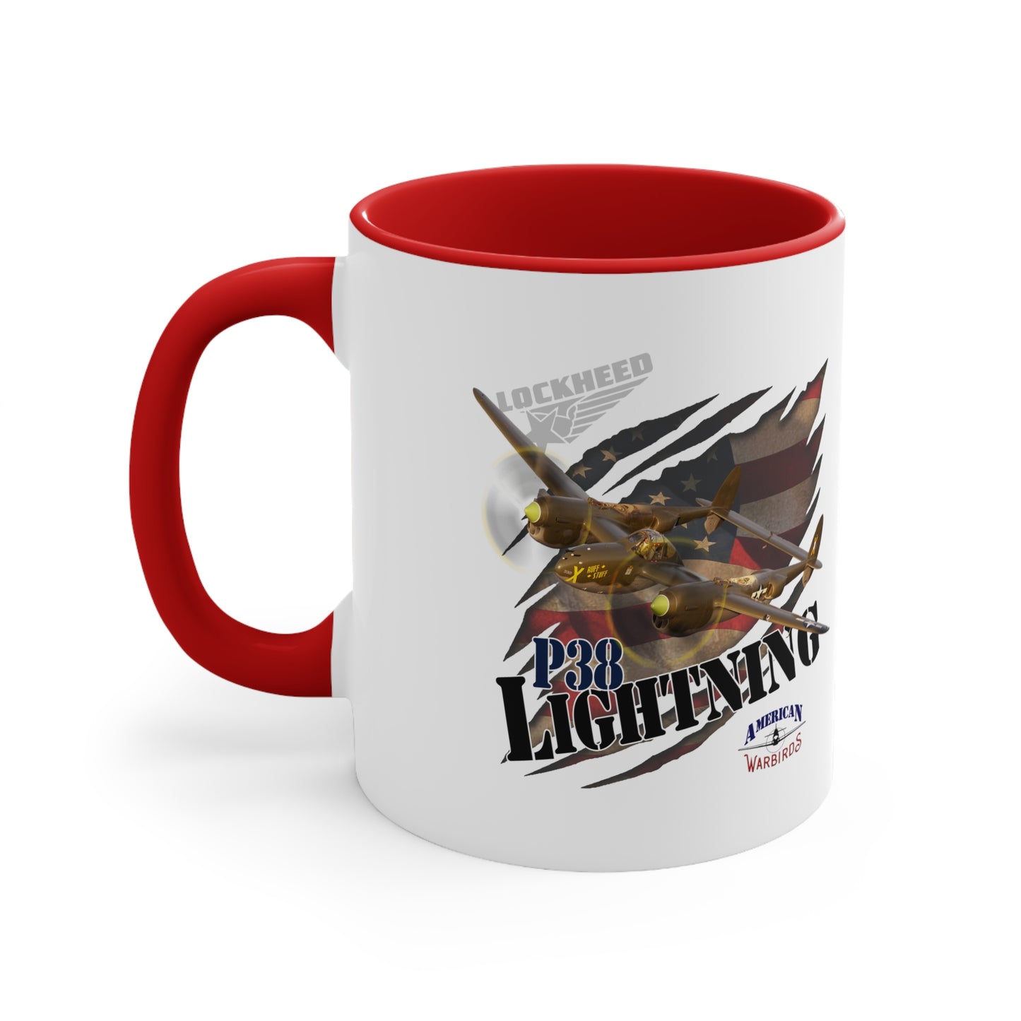 American Warbirds P38 Lightning Accent Coffee Mug, 11oz
