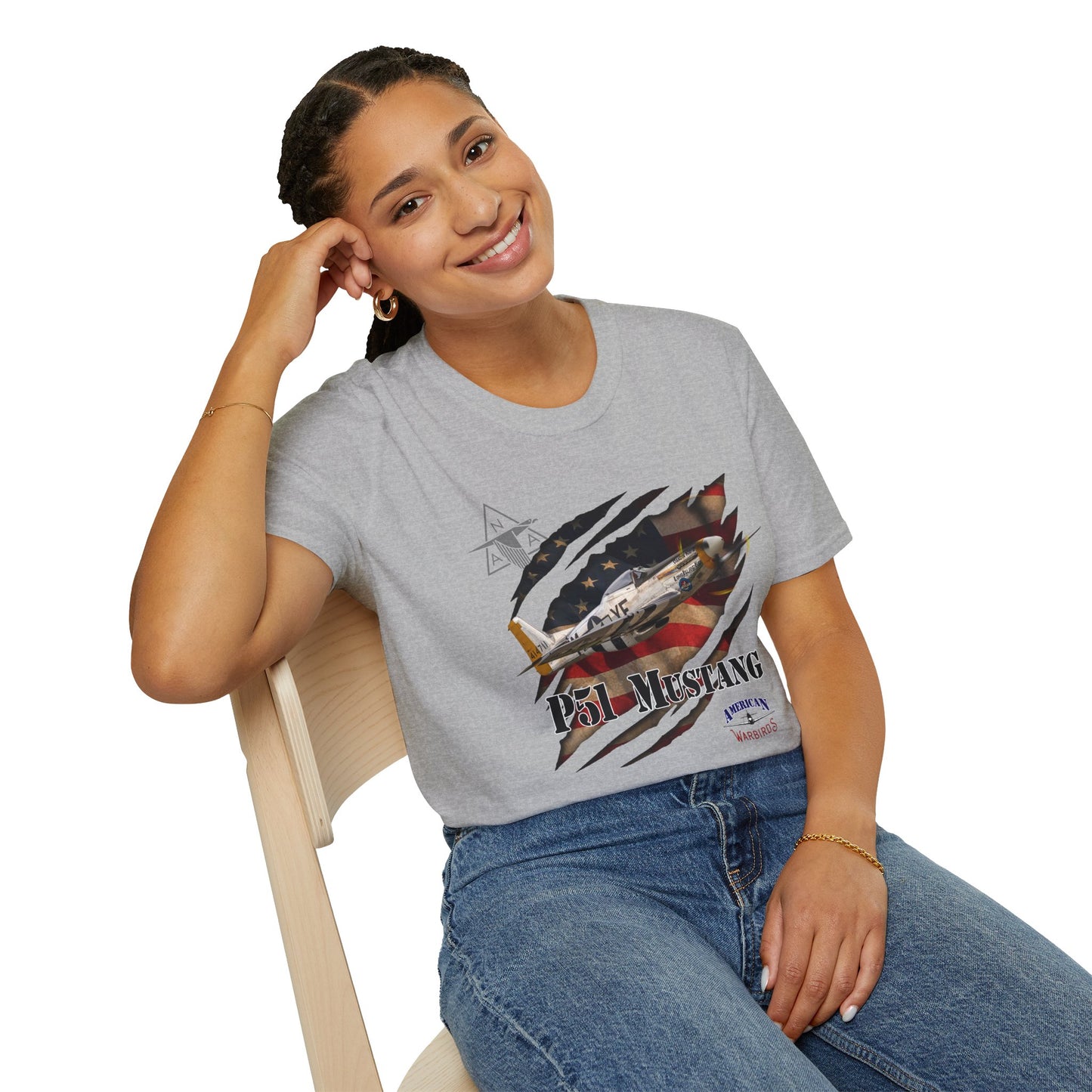 American Warbirds P51 Mustang Unisex Tri-Blend Crew Tee