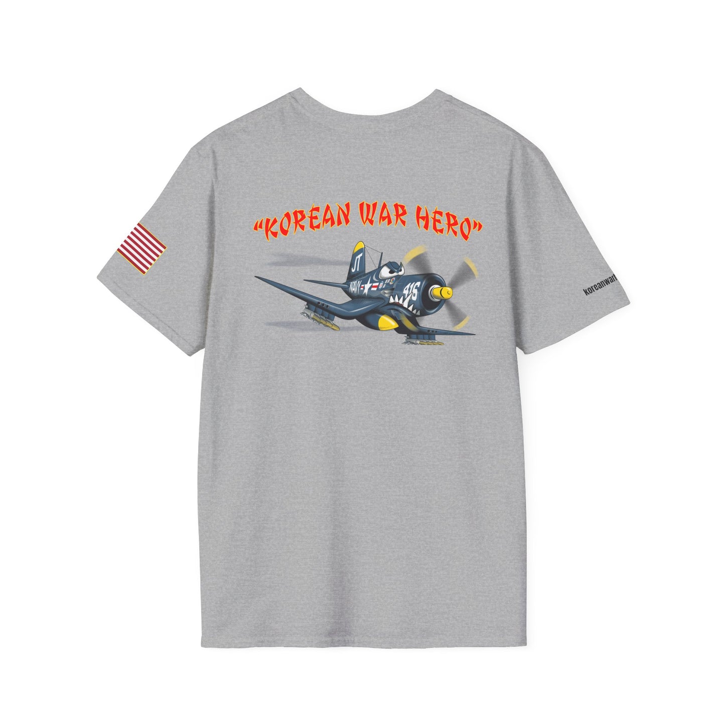 Korean War Hero Cartoon F4U Unisex Softstyle T-Shirt