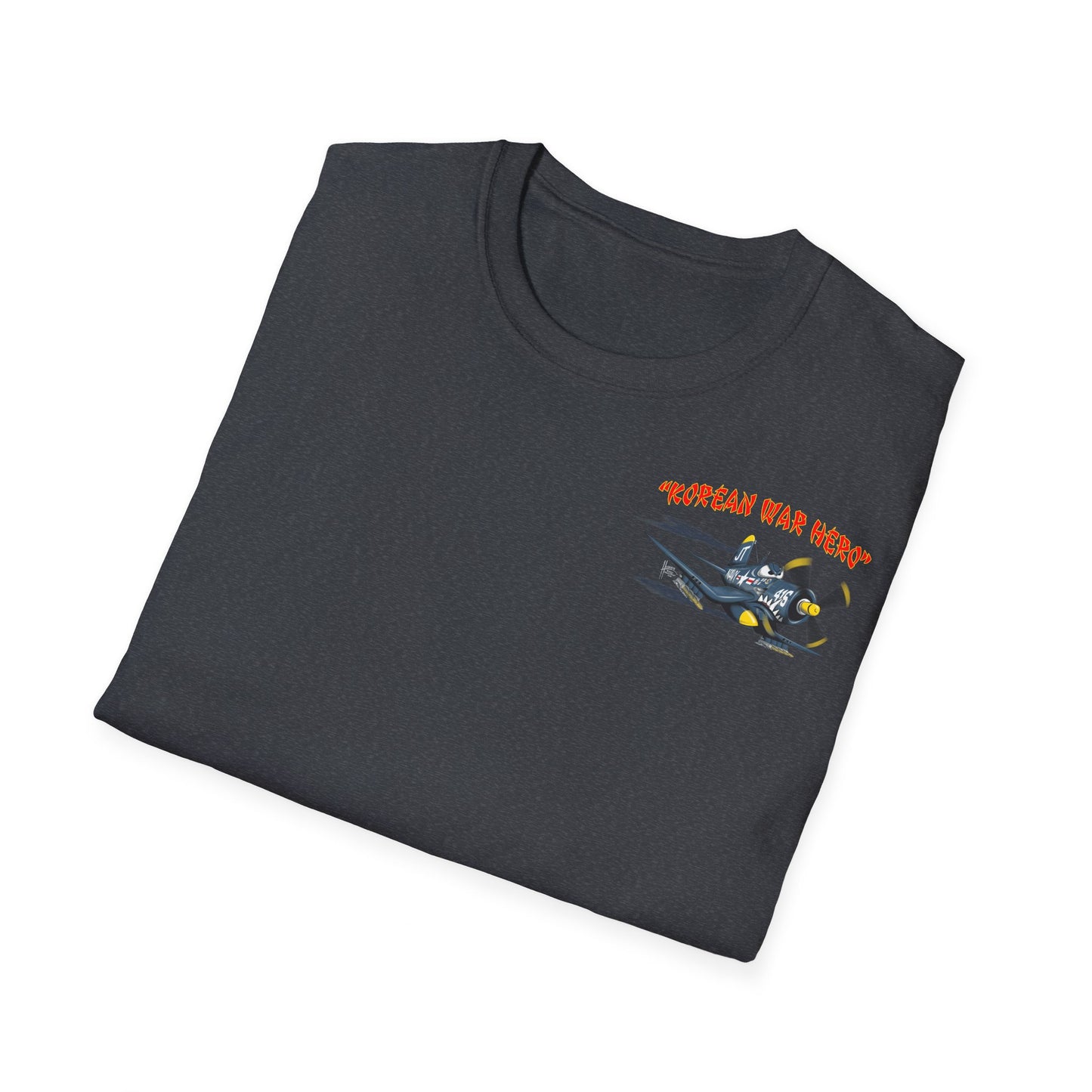 Korean War Hero Cartoon F4U Unisex Softstyle T-Shirt