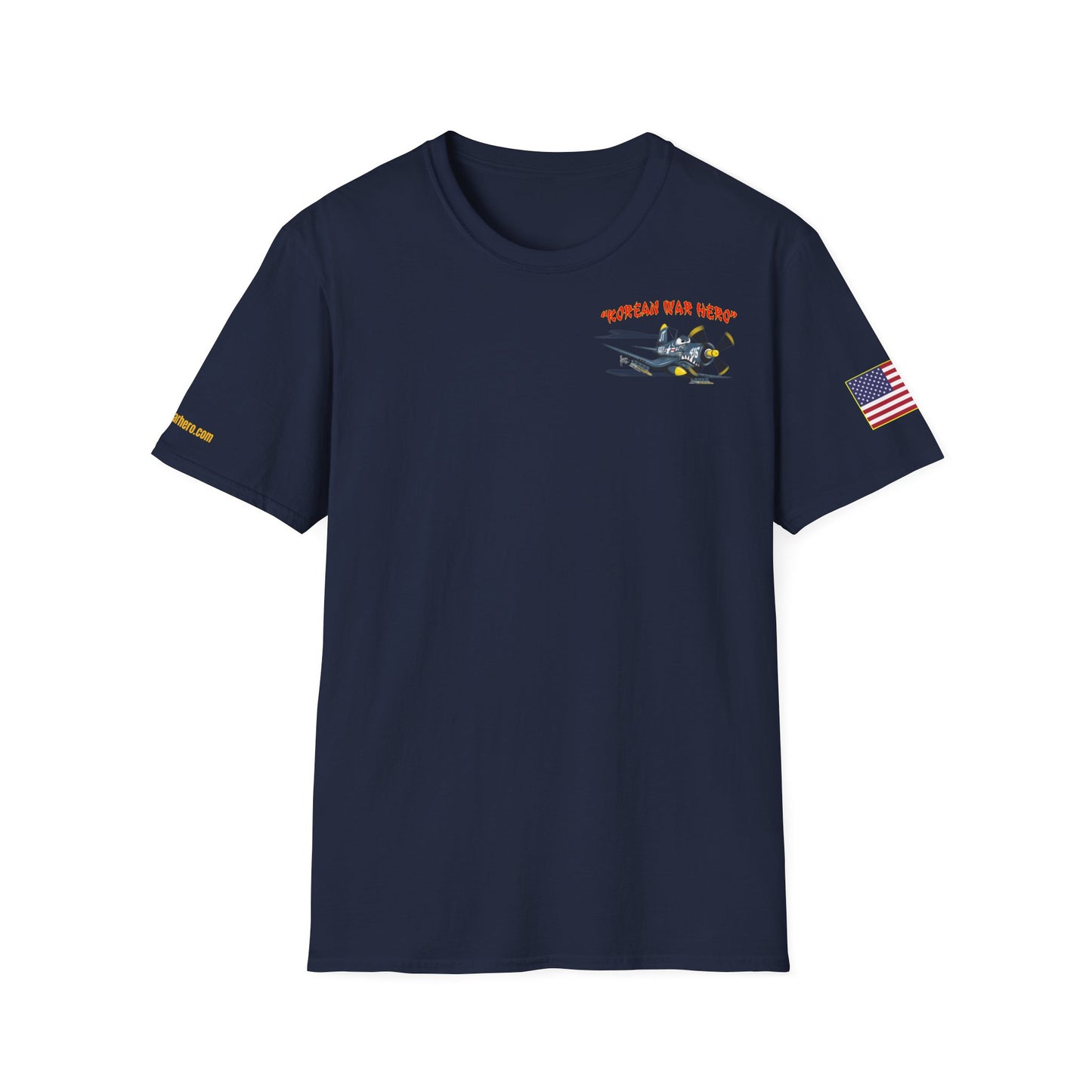 Korean War Hero Cartoon F4U Unisex Softstyle T-Shirt