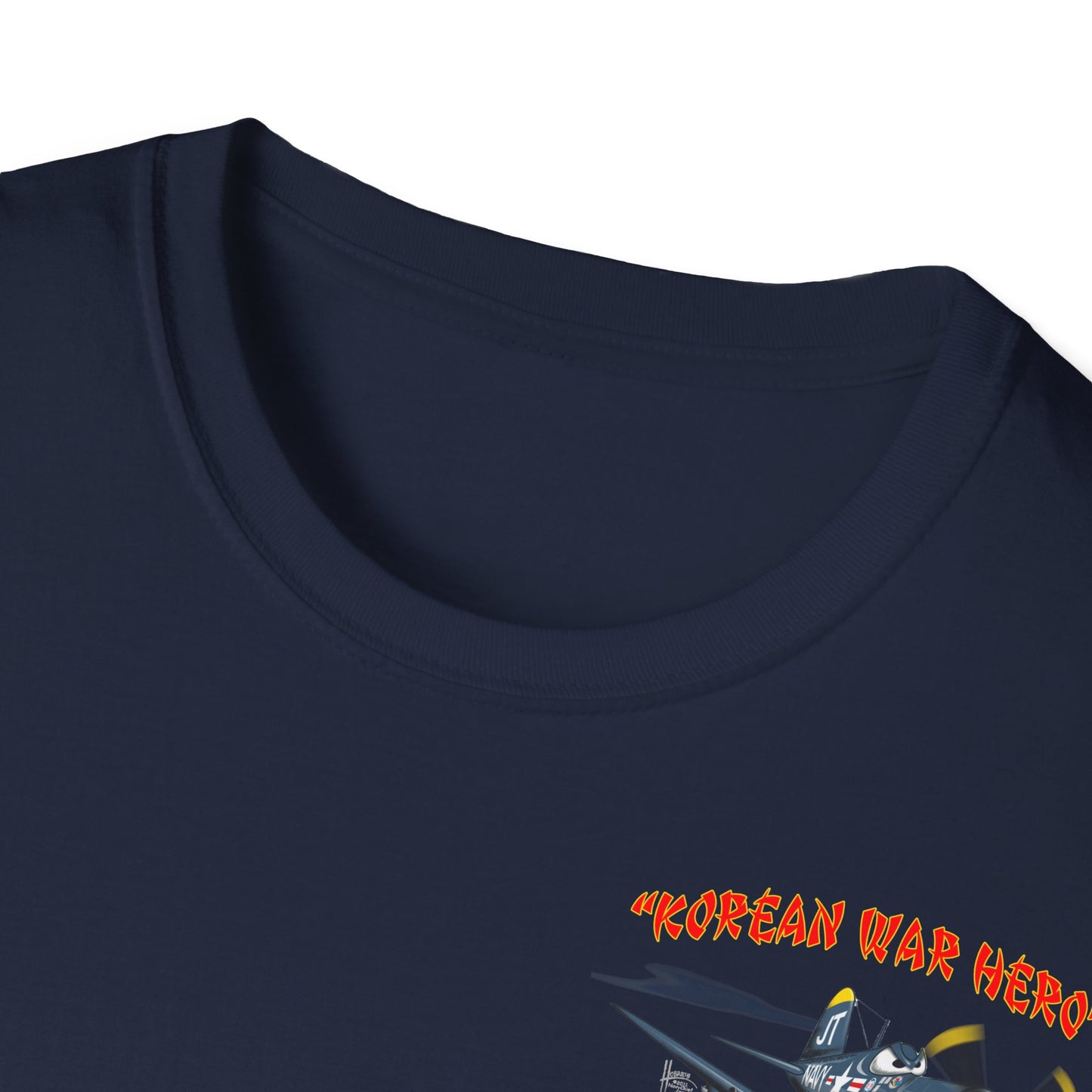 Korean War Hero Cartoon F4U Unisex Softstyle T-Shirt