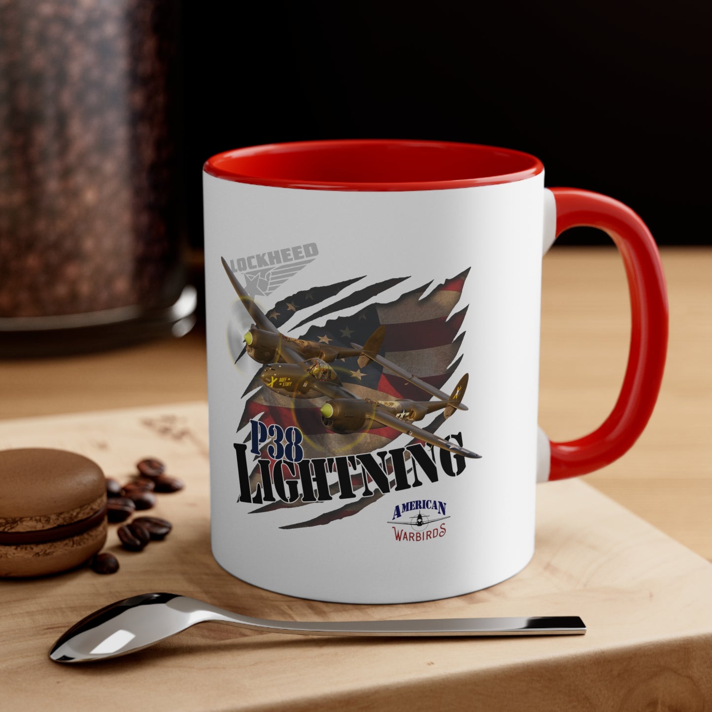 American Warbirds P38 Lightning Accent Coffee Mug, 11oz