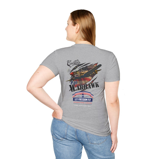 Let Freedom Fly P-40 Warhawk T-Shirt Unisex Softstyle T-Shirt