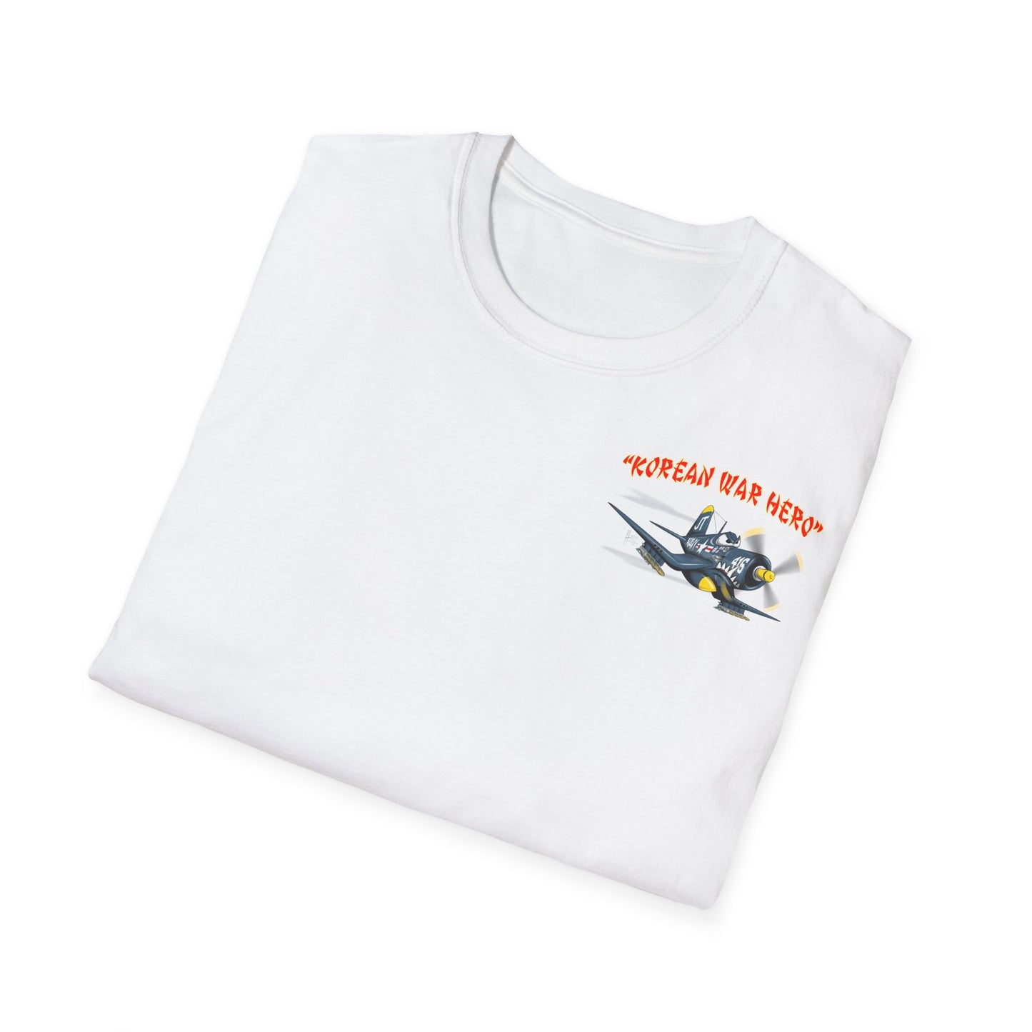 Korean War Hero Cartoon F4U Unisex Softstyle T-Shirt