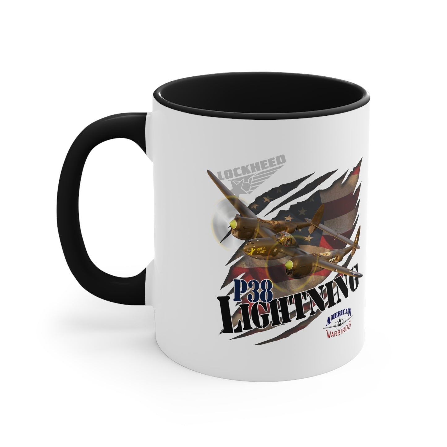 American Warbirds P38 Lightning Accent Coffee Mug, 11oz