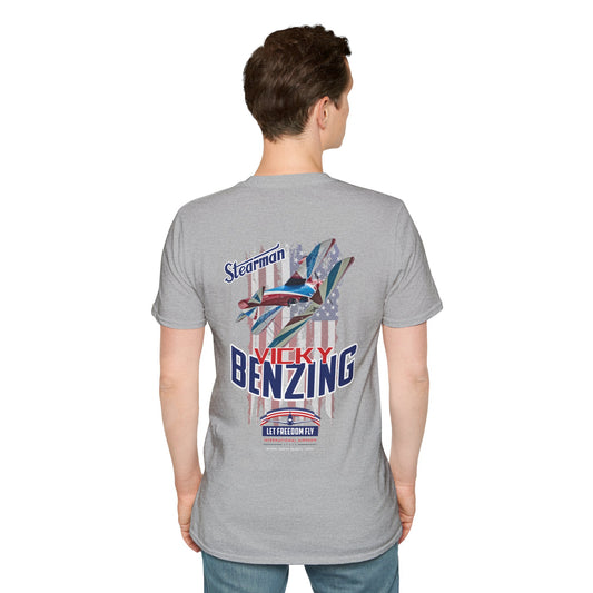 Let Freedom Fly Vicky Benzing Stearman T-Shirt Unisex Softstyle T-Shirt