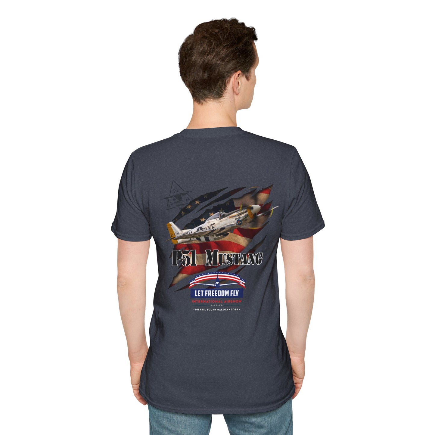 Let Freedom Fly International Airshow - P51 Mustang Unisex Tri-Blend Crew Tee