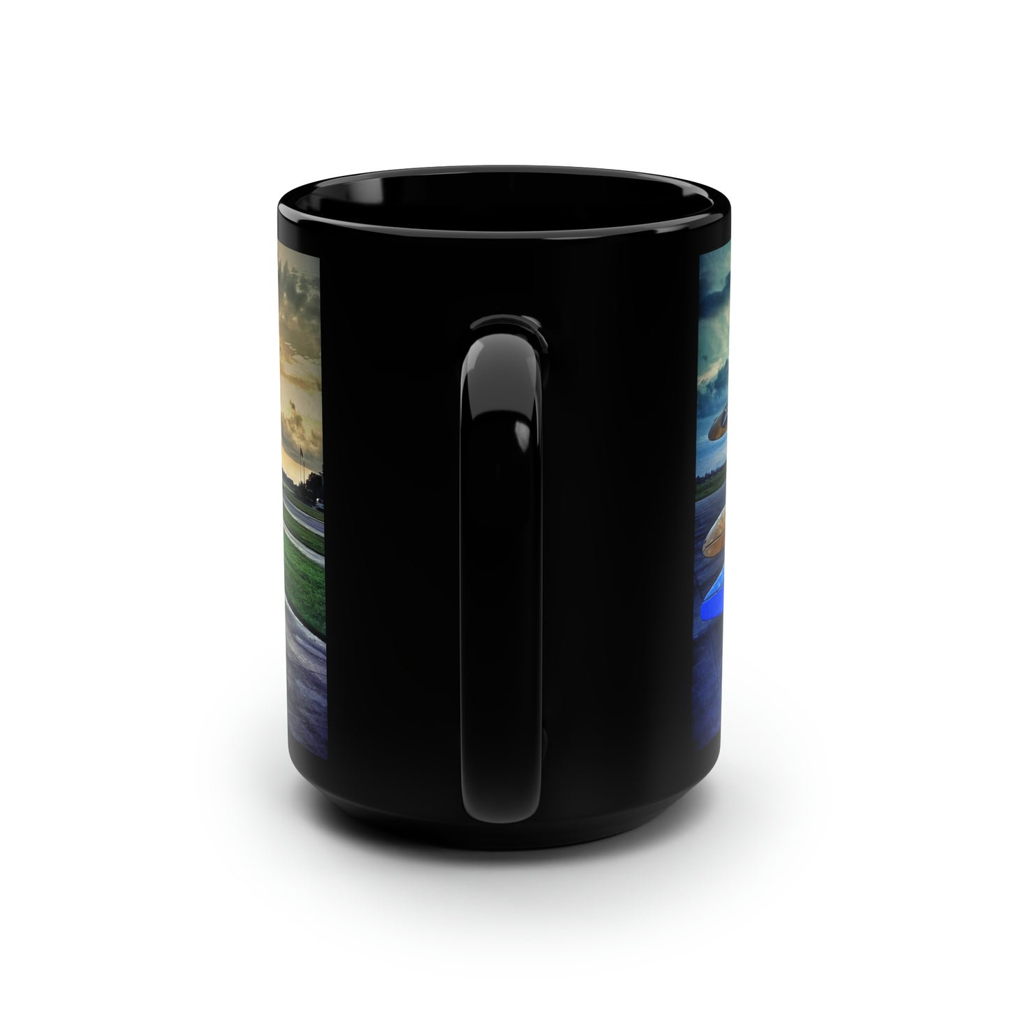 Stearman at Dawn Big Black Mug, 15oz