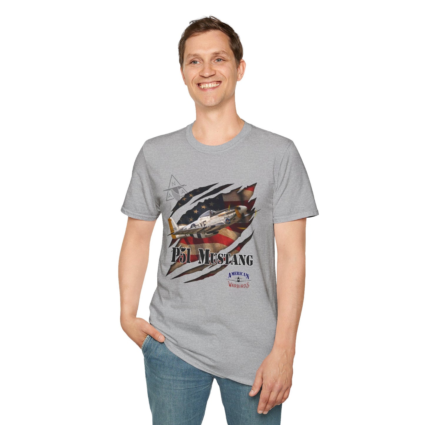 American Warbirds P51 Mustang Unisex Tri-Blend Crew Tee