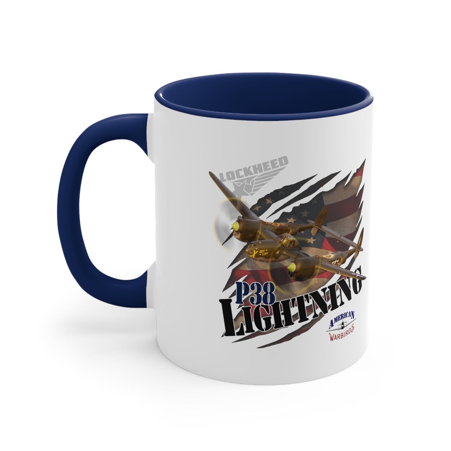American Warbirds P38 Lightning Accent Coffee Mug, 11oz