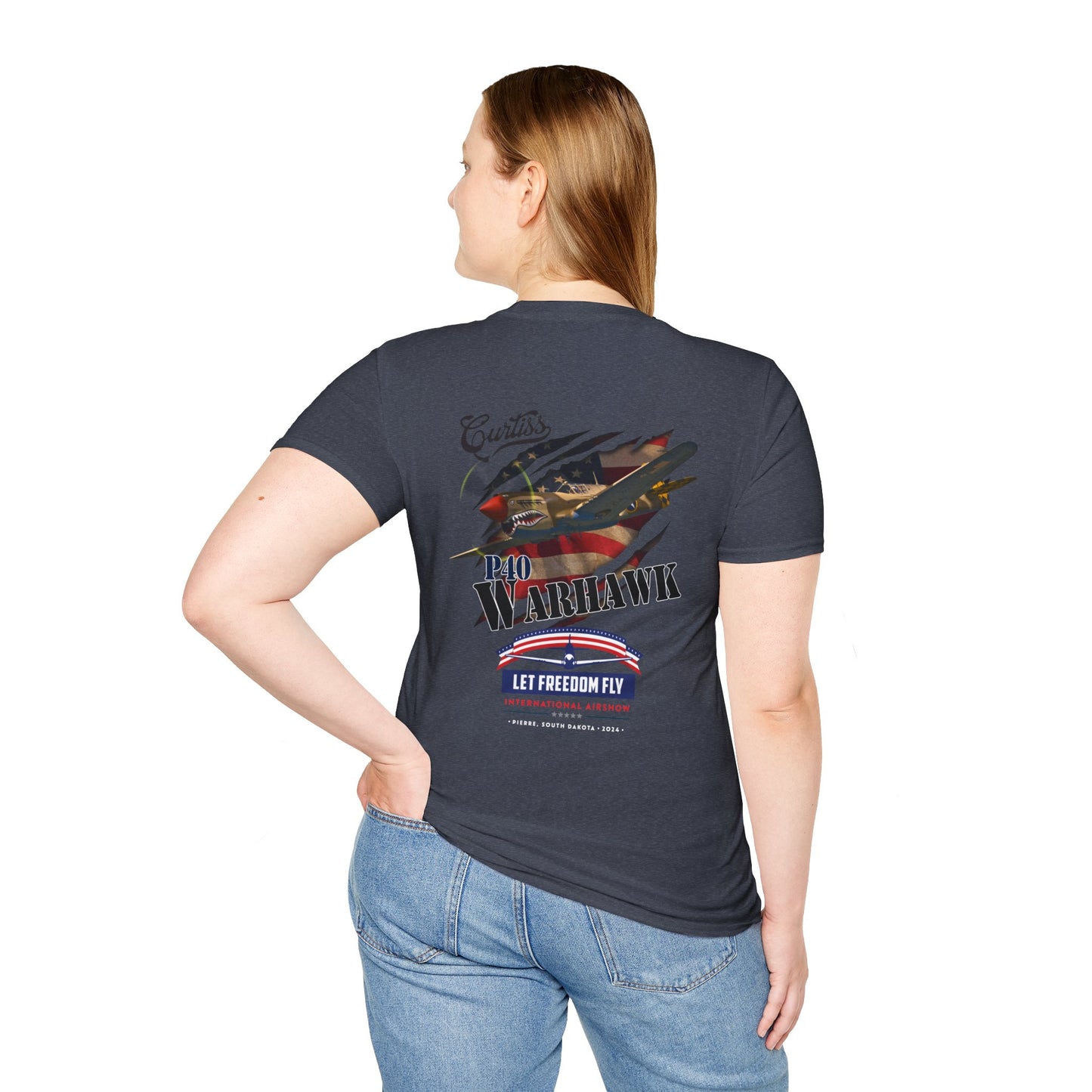 Let Freedom Fly P-40 Warhawk T-Shirt Unisex Softstyle T-Shirt