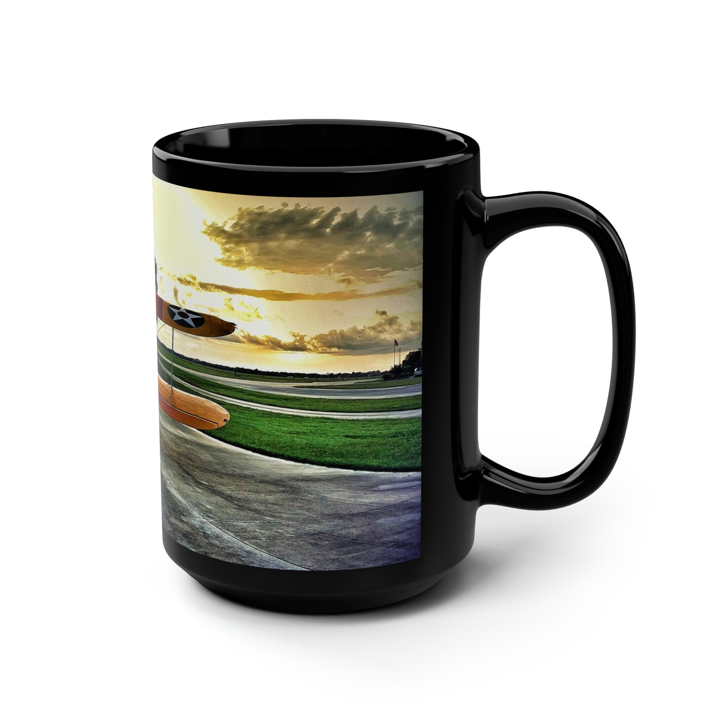 Stearman at Dawn Big Black Mug, 15oz