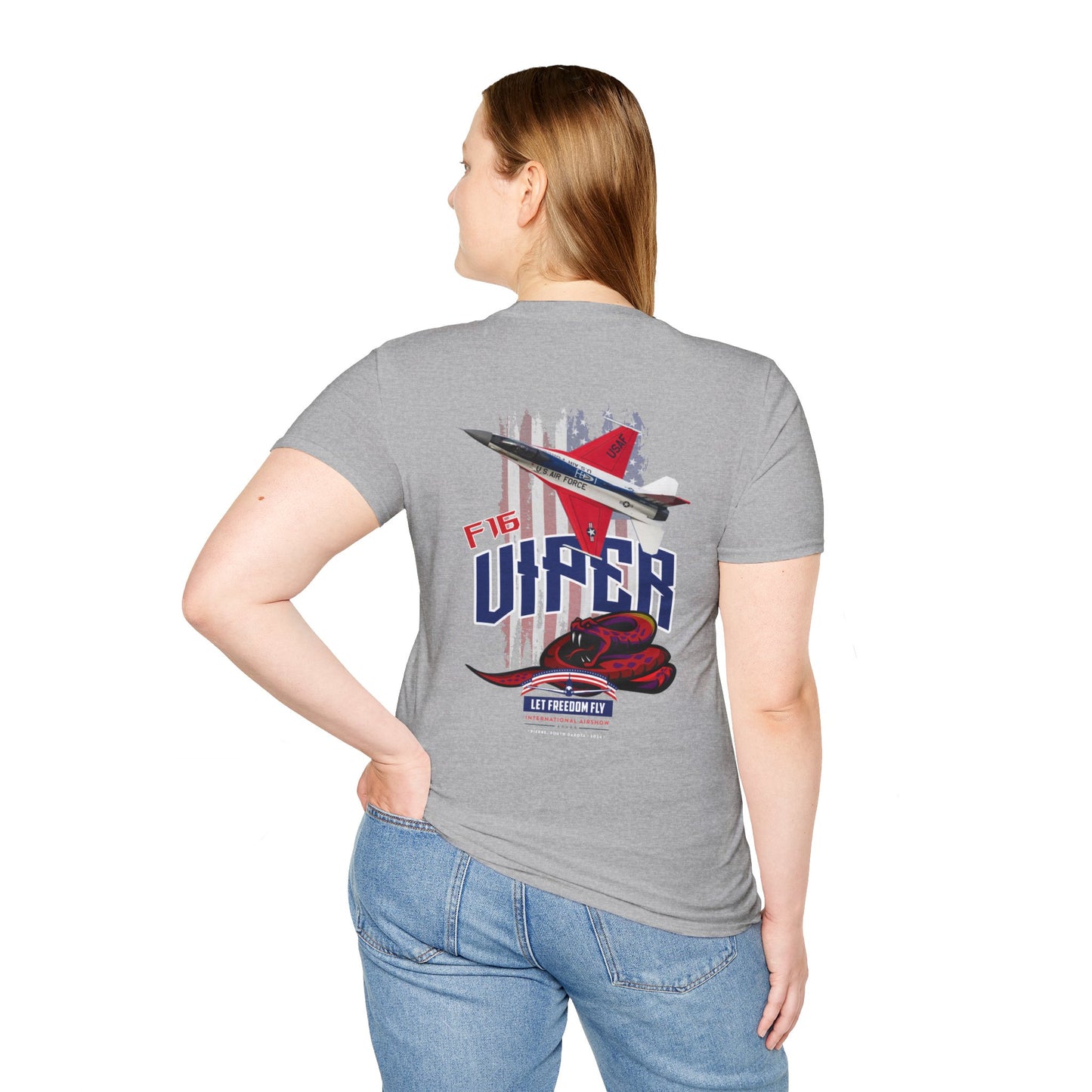 Let Freedom Fly F16 Viper 50th Anniversary Paint T-Shirt Unisex Softstyle T-Shirt